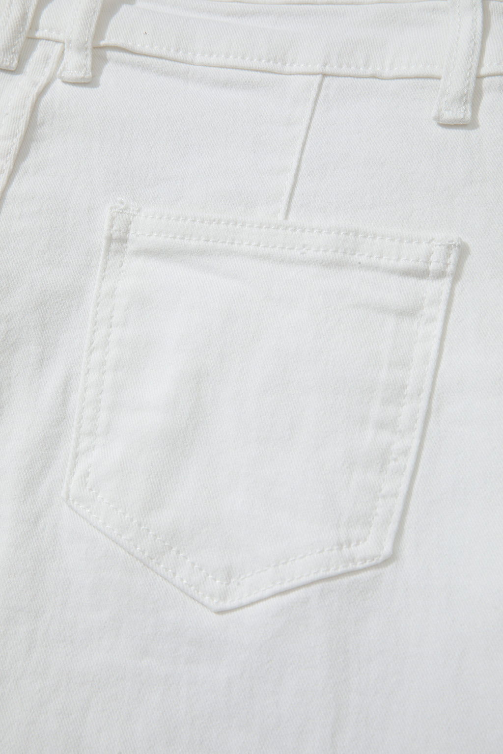 White Solid Color Loose Casual Jeans