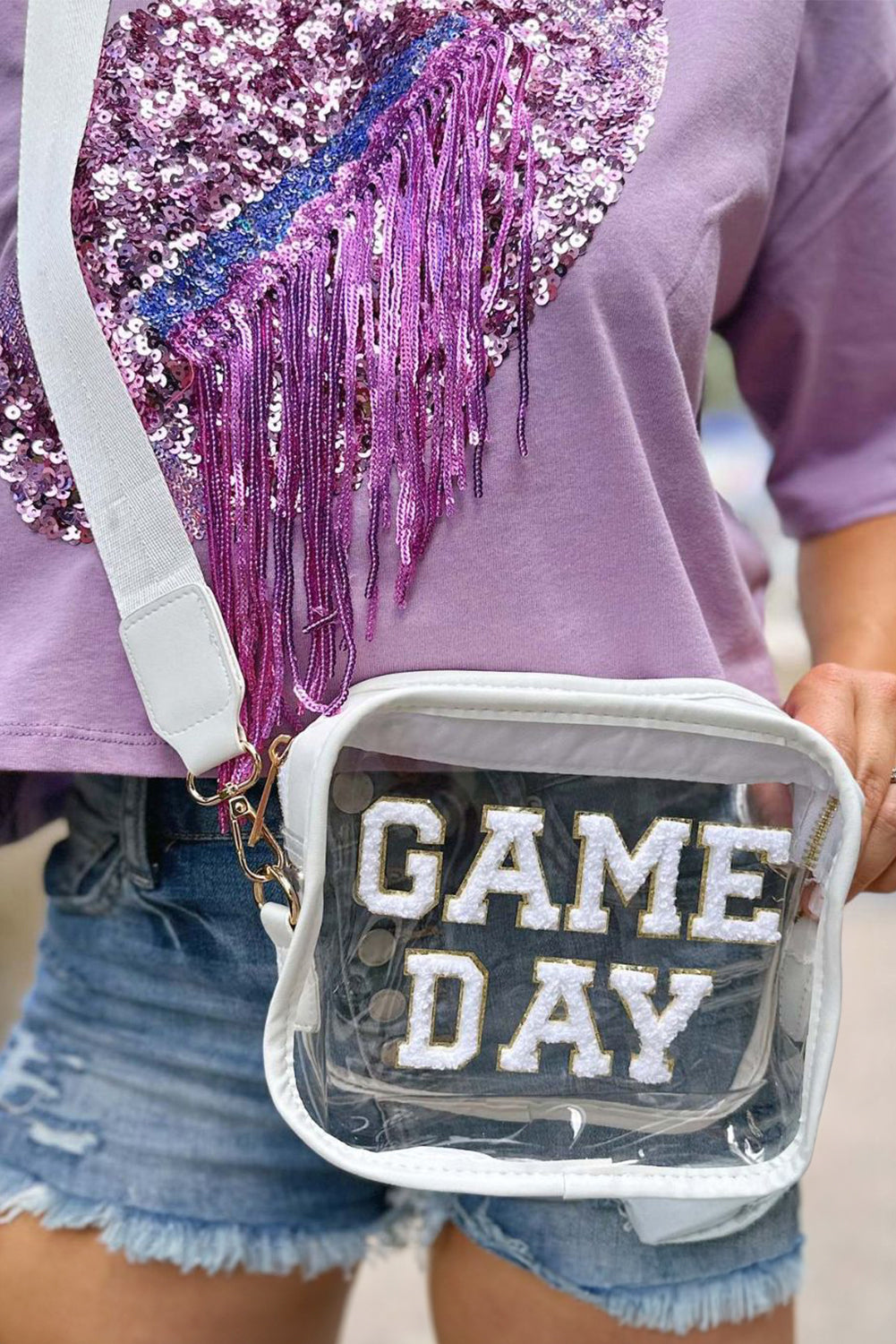 White Clear PVC GAME DAY Summer Fashion Single Shoulder Bag
