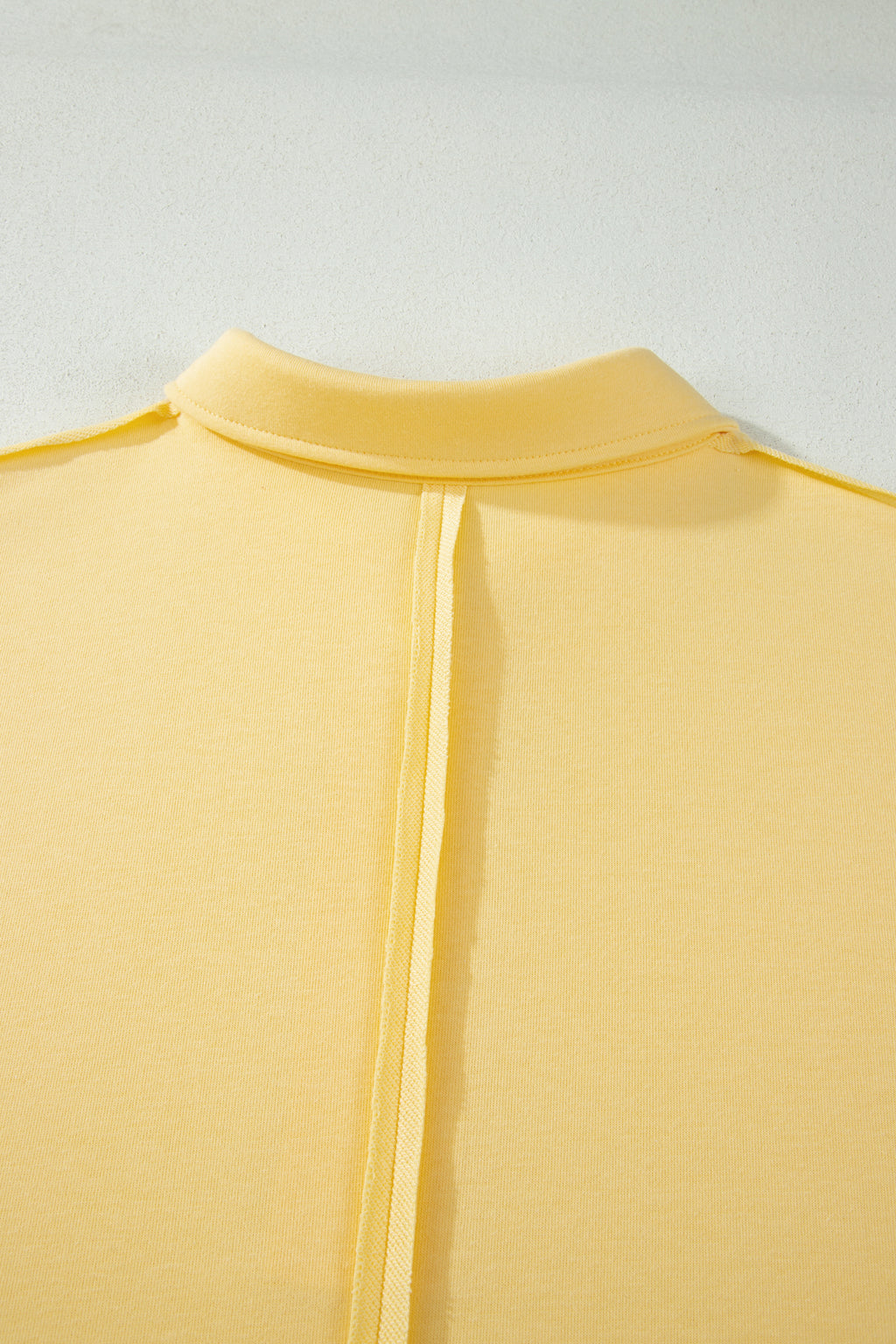 Yellow Cream Solid Color Polo Tee Elastic Waist Shorts Plus Size Outfit