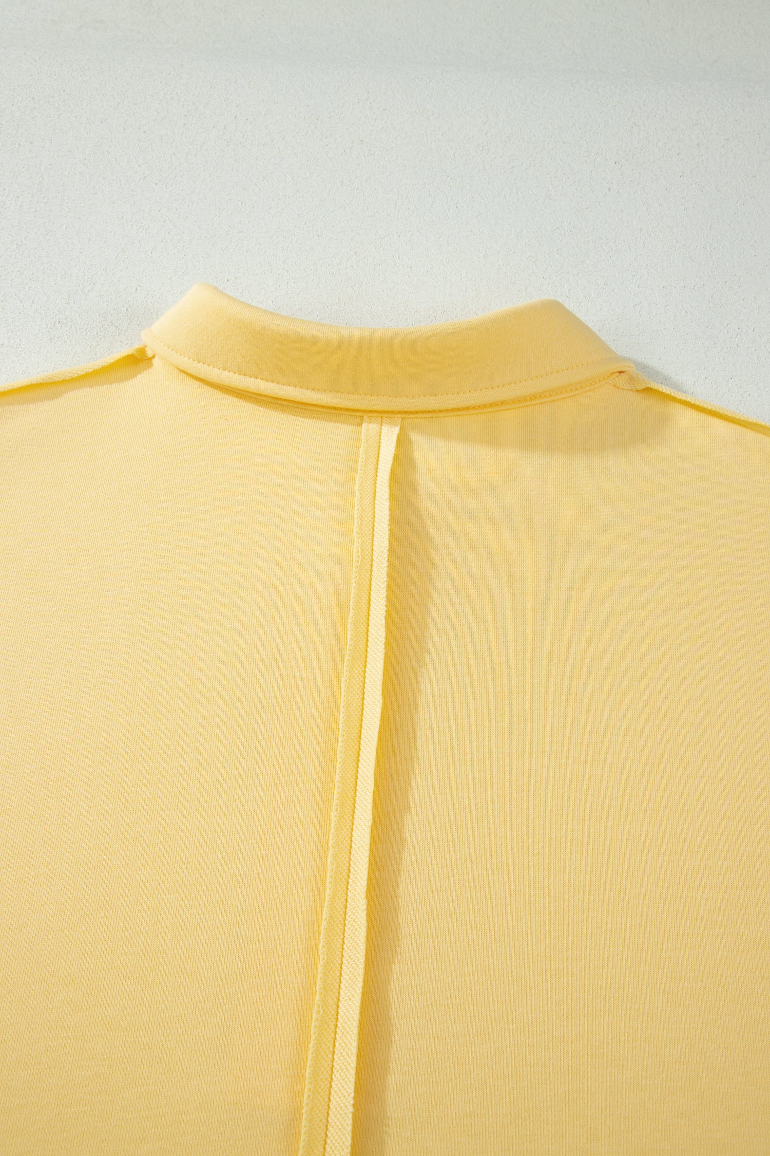 Yellow Cream Solid Color Polo Tee Elastic Waist Shorts Plus Size Outfit