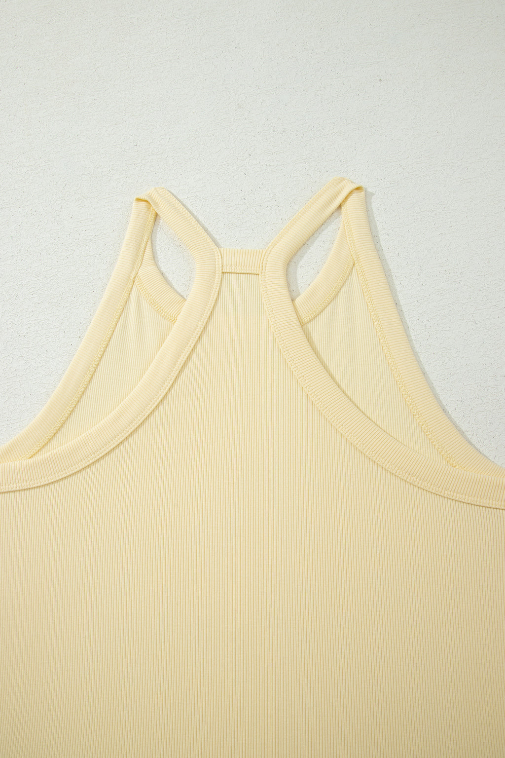 Yellow Cream Slim Ribbed Tank Top and Sweatpants Set