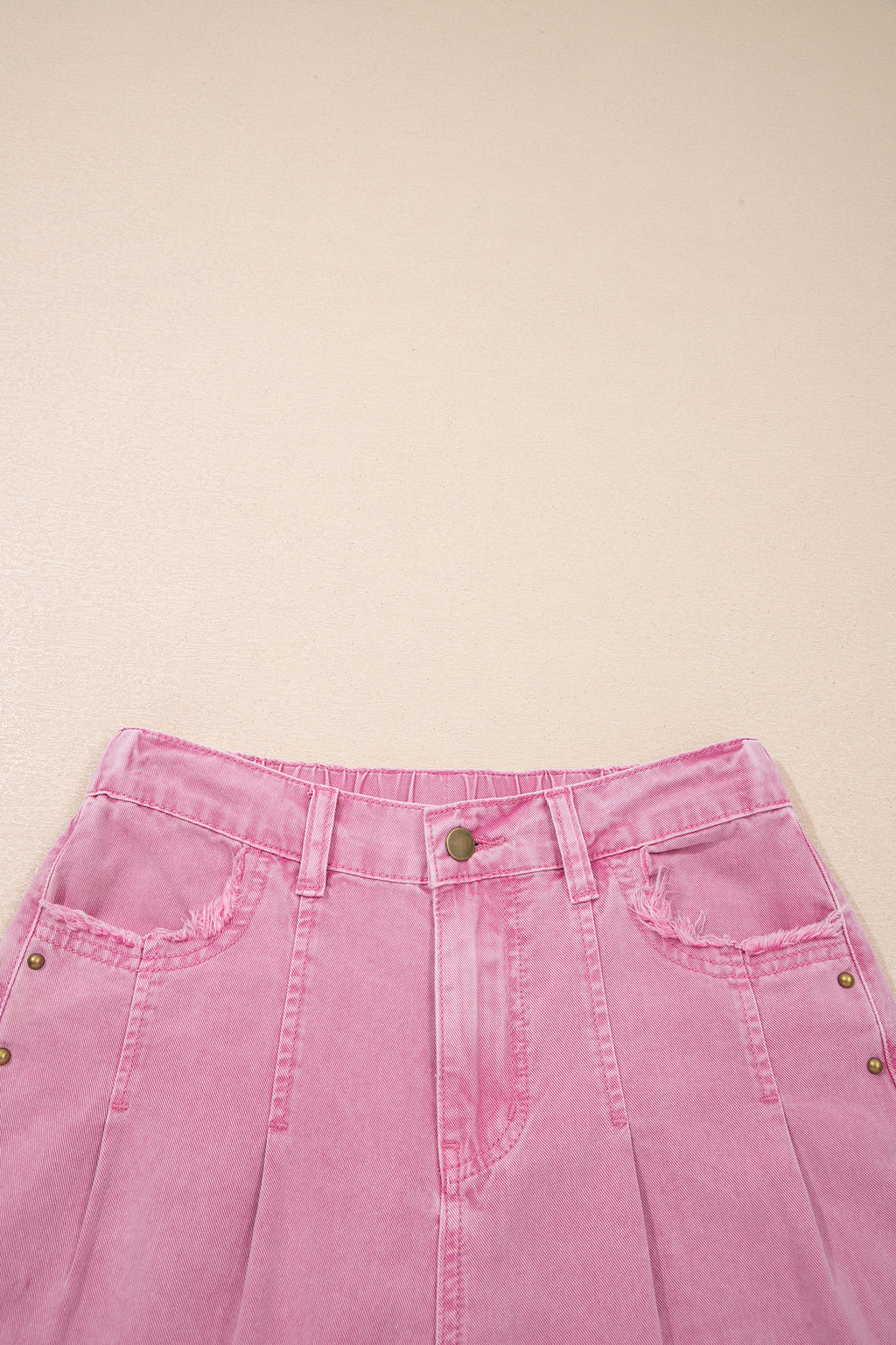 Pink Beaded Side Detail Split Loose Jeans