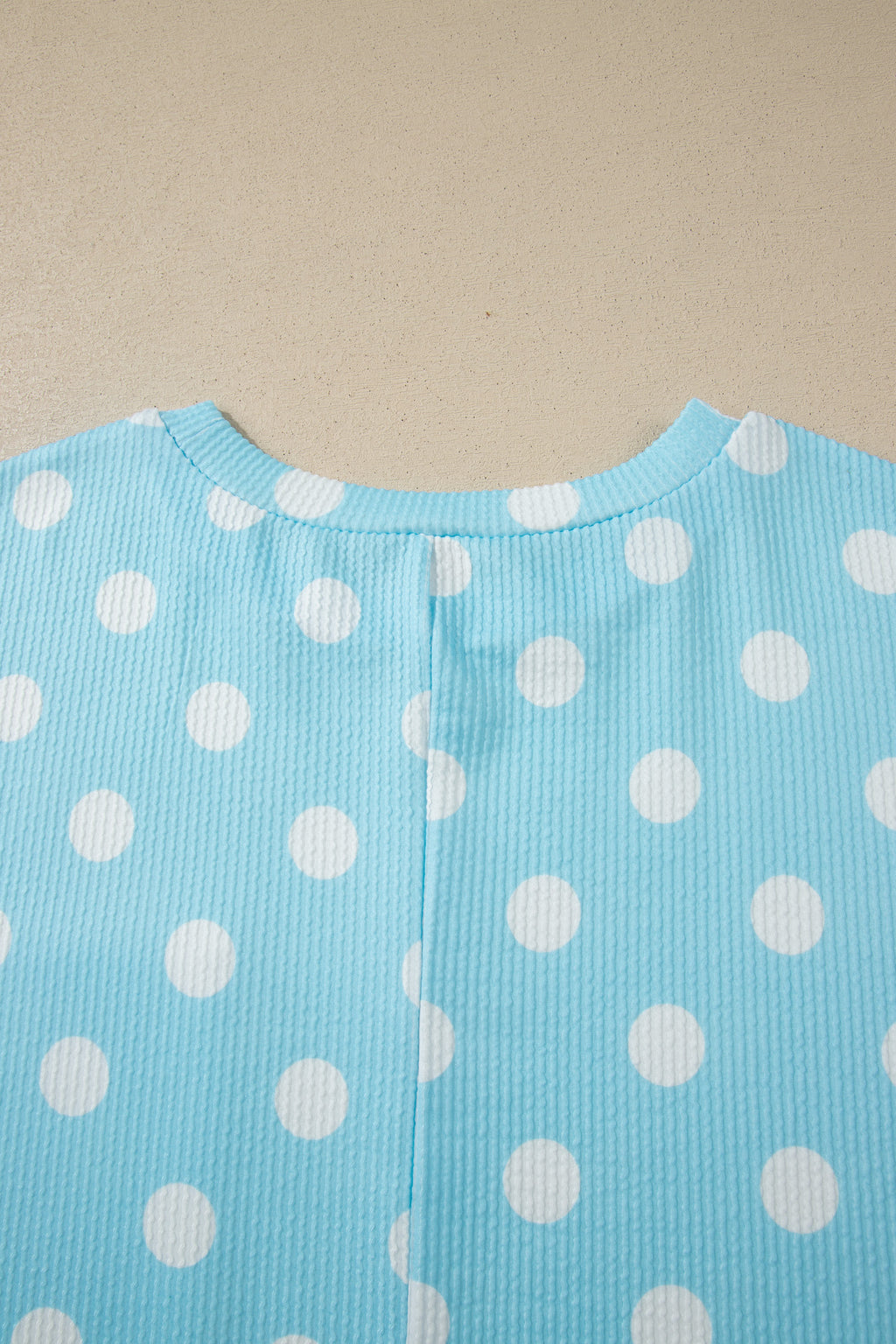Sky Blue Twisted Rib Polka Dot Print Plus Size T Shirt