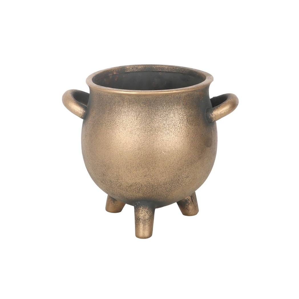 Herbal Magic Bronze Effect Terracotta Cauldron Plant Pot