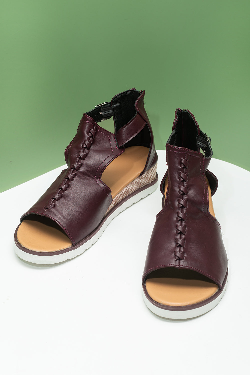 Casual PU Cutout Buckle Strap Platform Sandals