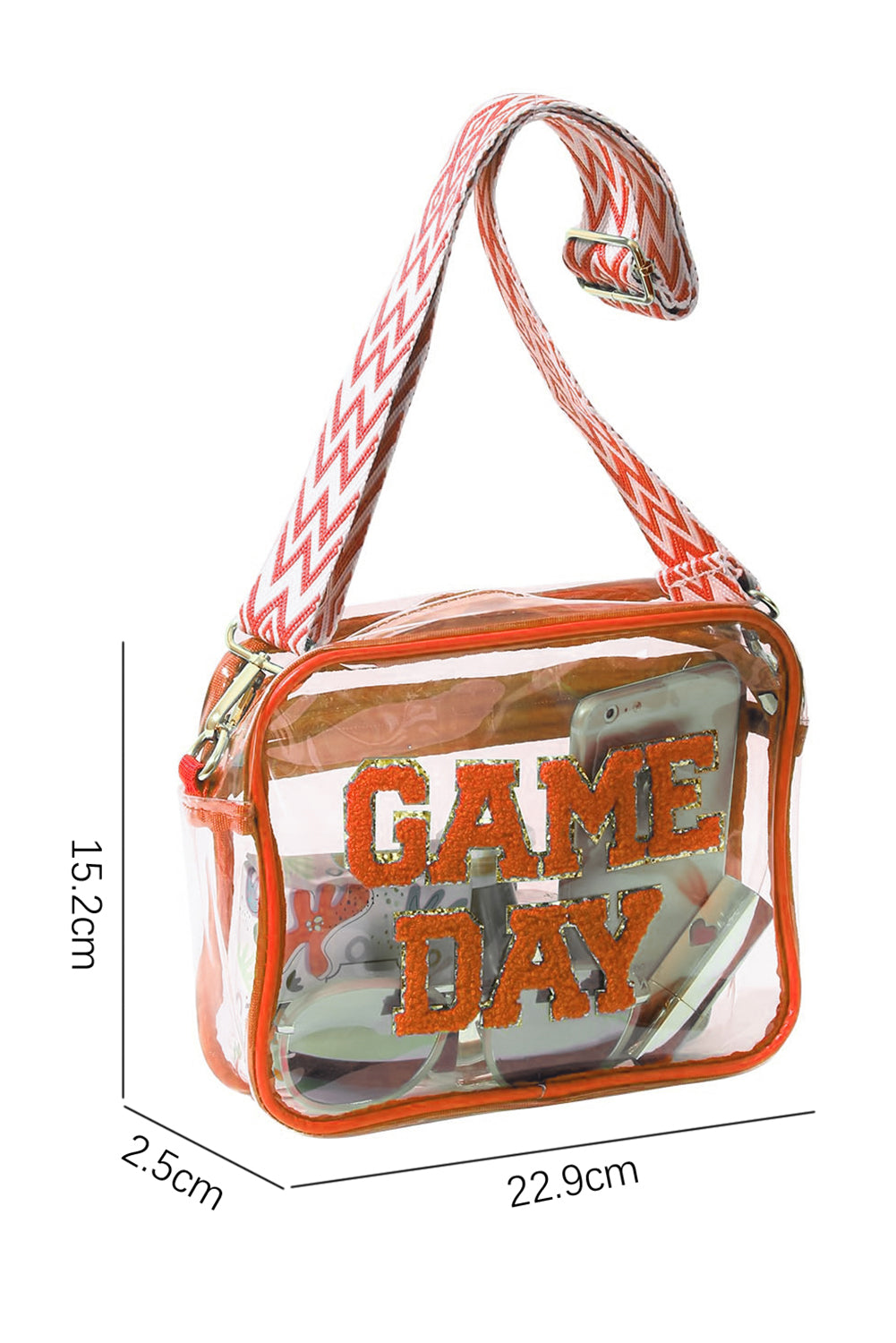 Orange Clear PVC GAME DAY Summer Fashion Single Shoulder Bag
