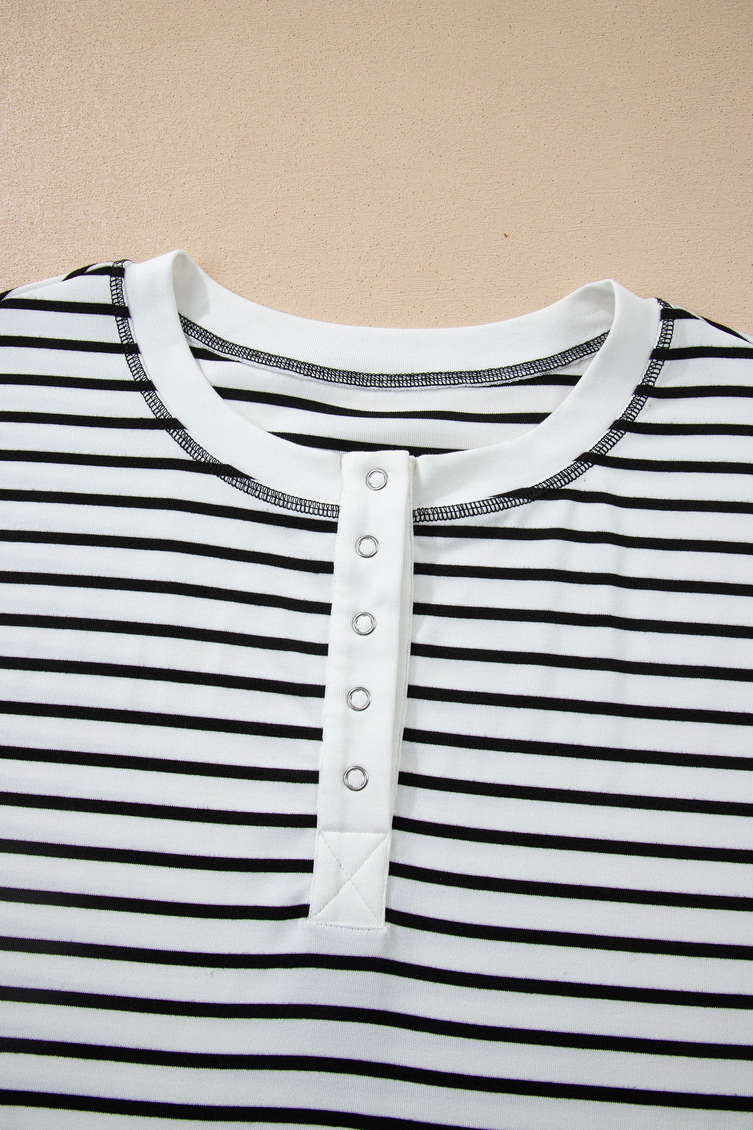 Black Stripe Half Buttons Top and Shorts Set