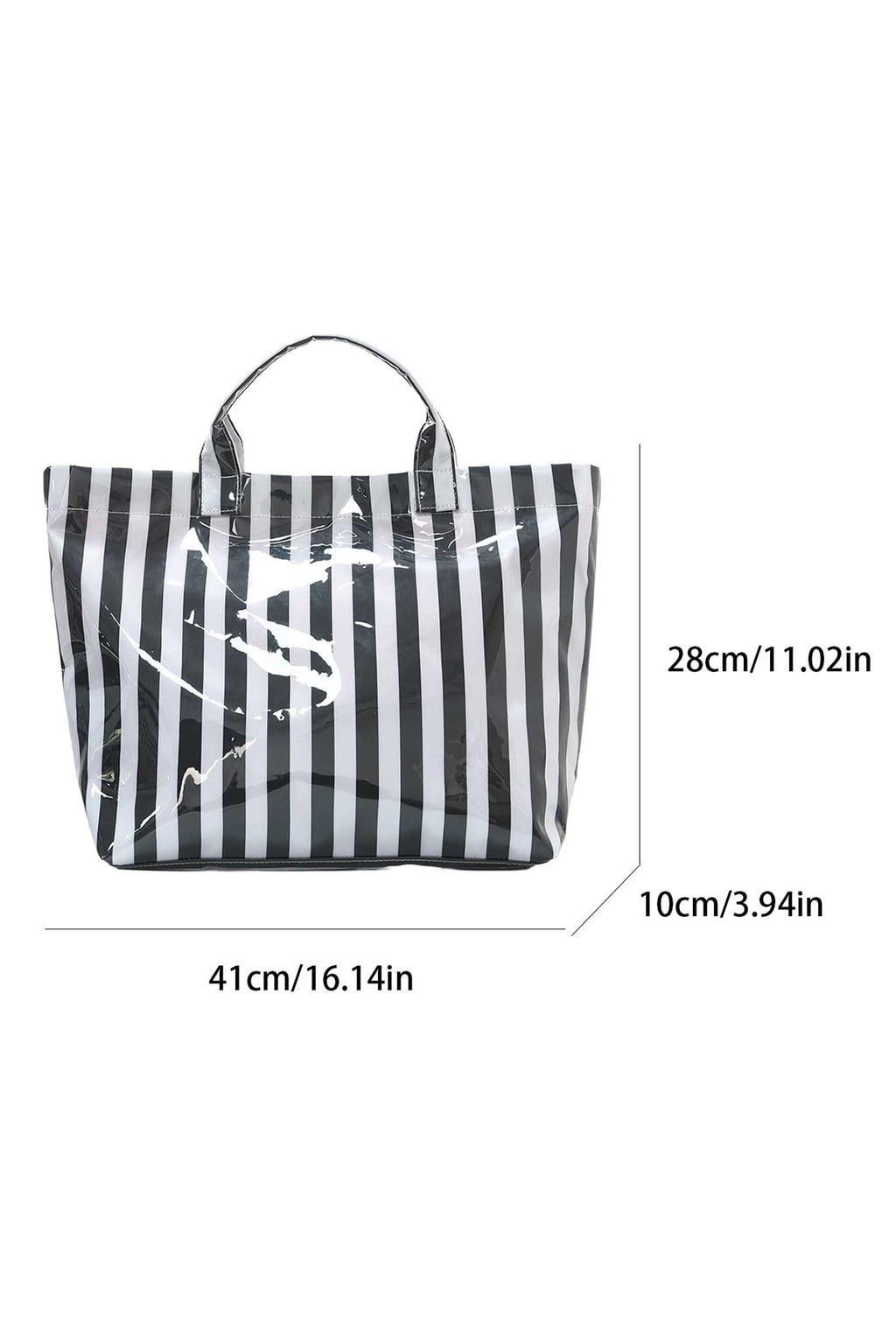 Color black Glossy Striped Vinyl Large Tote Bag (Color Varied)