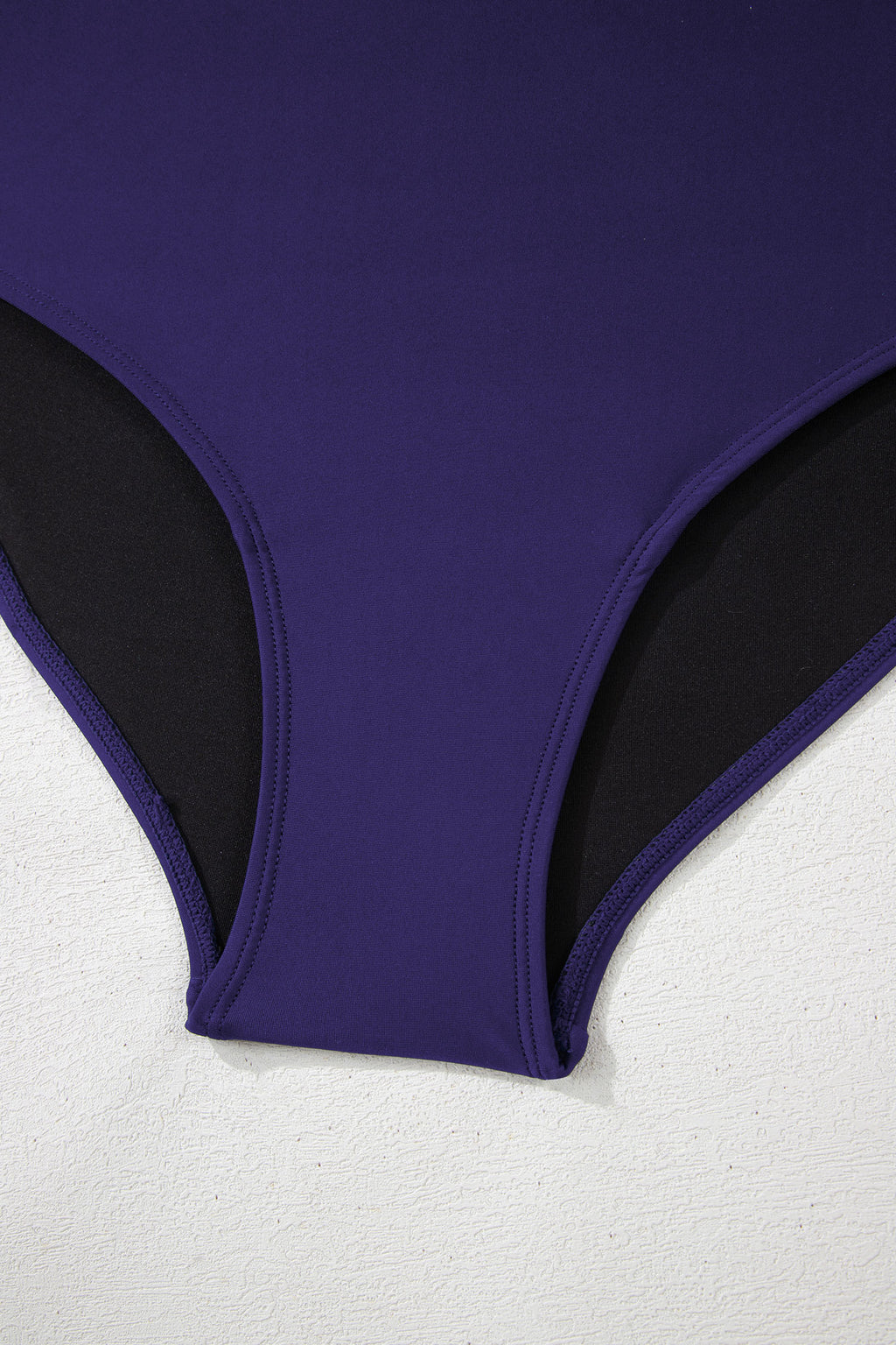 Navy Blue Contrast Trim Lace-up Back One Piece Swimsuit