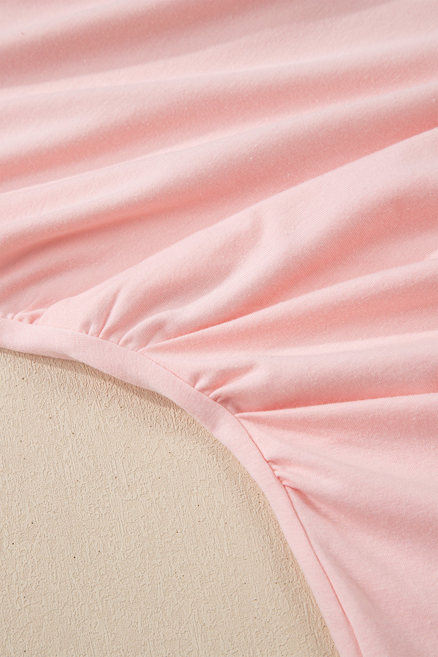 Gossamer Pink Plus Size Solid Color Asymmetric Neck Short Sleeve Blouse