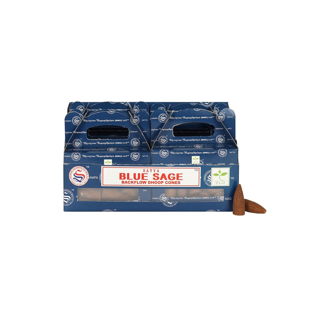 Set of 6 Blue Sage Backflow Incense Dhoop Cones by Satya (6/30)