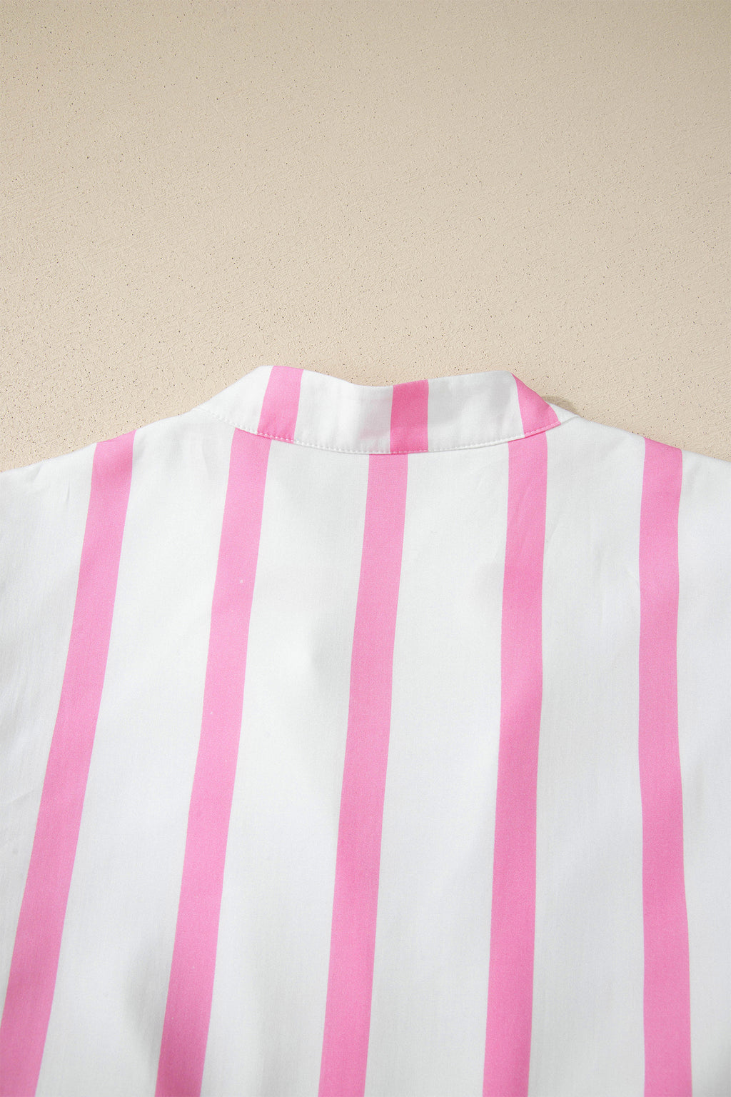 Pink Stripe Plus Size V Neck Short Puff Sleeve Tiered Maxi Dress