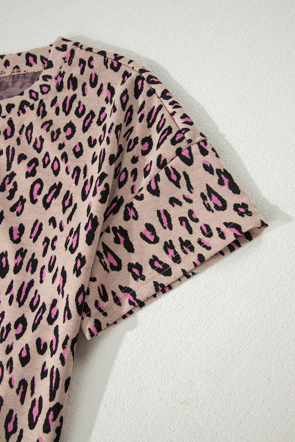 Pink Leopard Print Casual Tee and Pants 2pcs Outfit