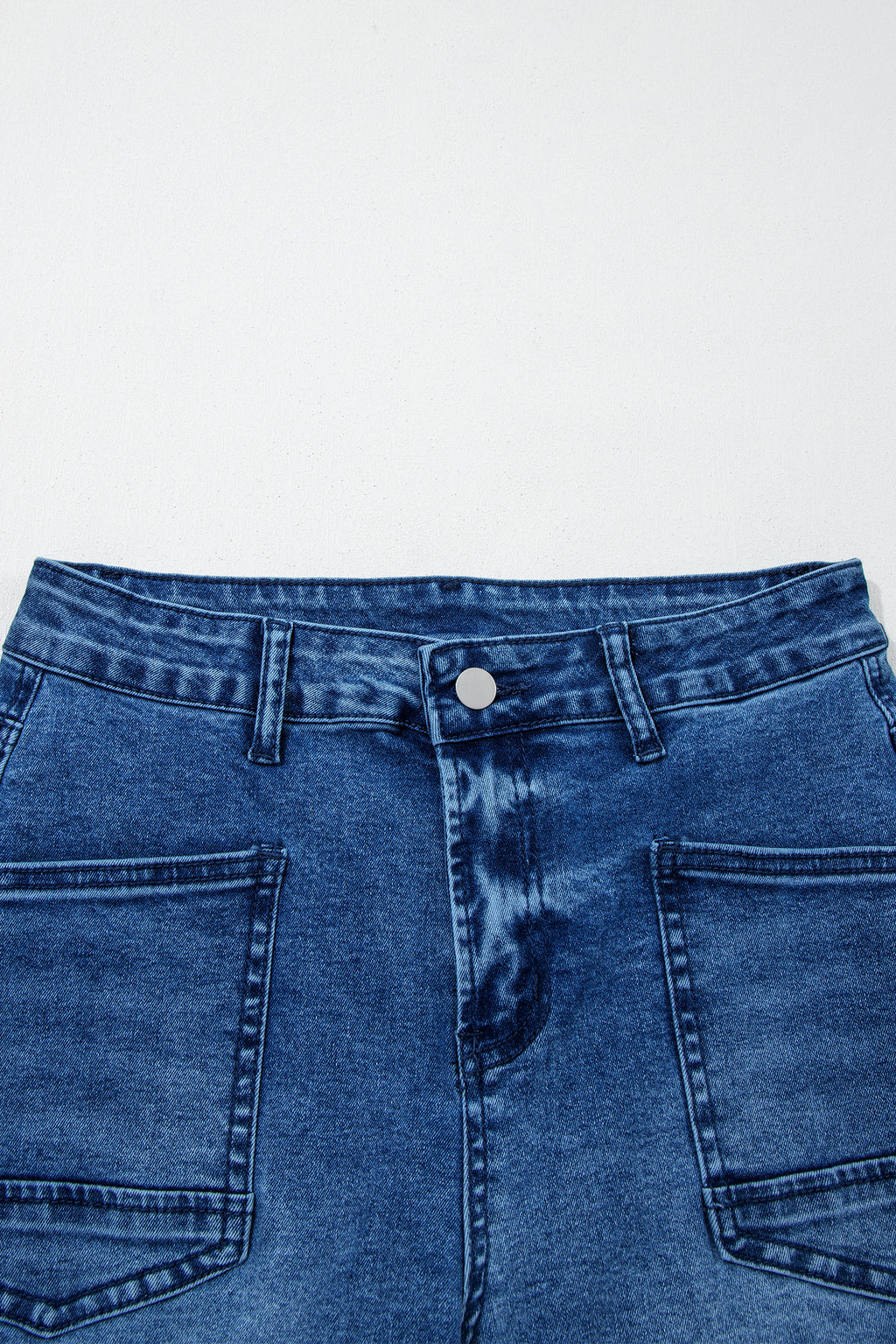 Sail Blue Frayed Cropped Barrel Jeans