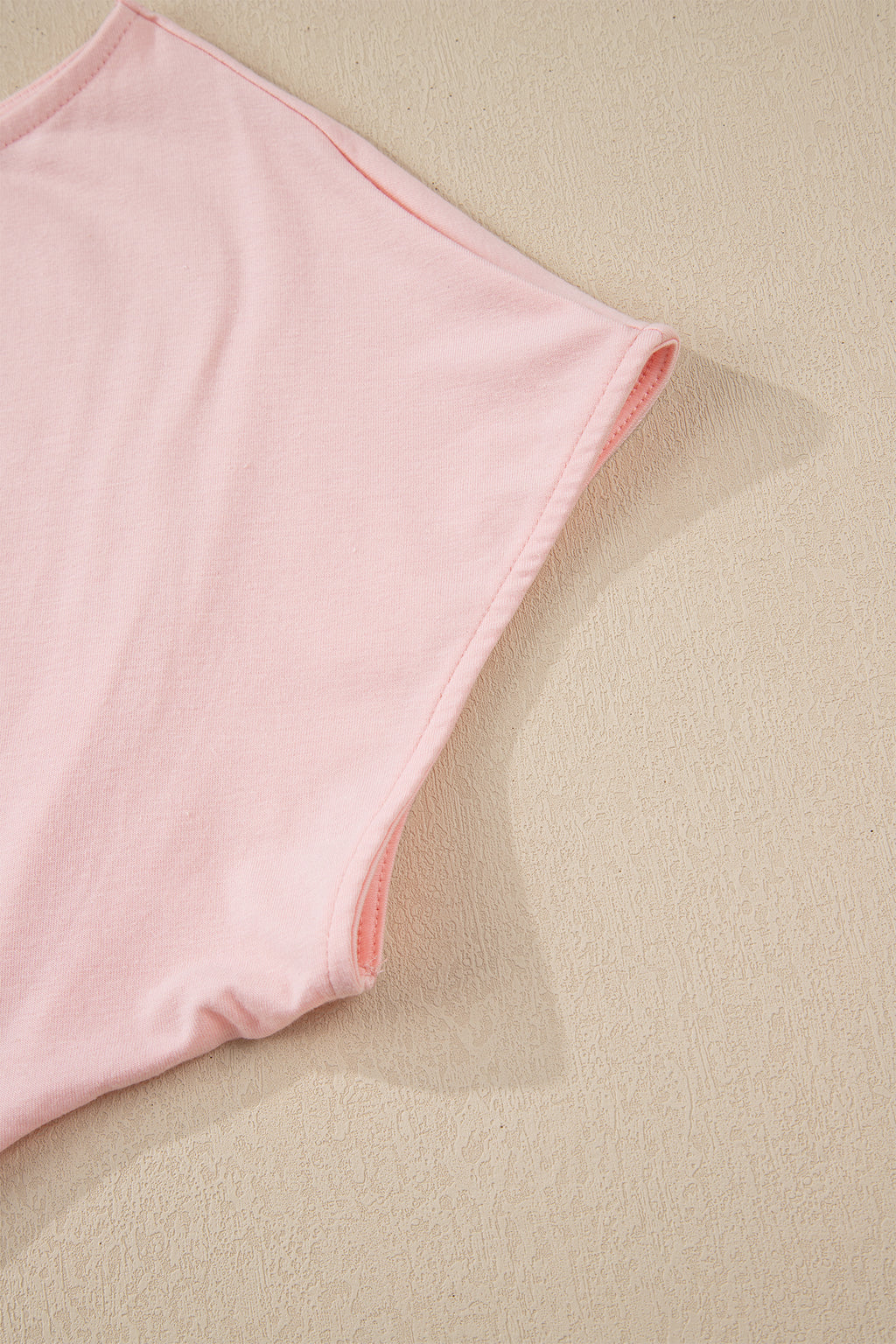Gossamer Pink Plus Size Solid Color Asymmetric Neck Short Sleeve Blouse