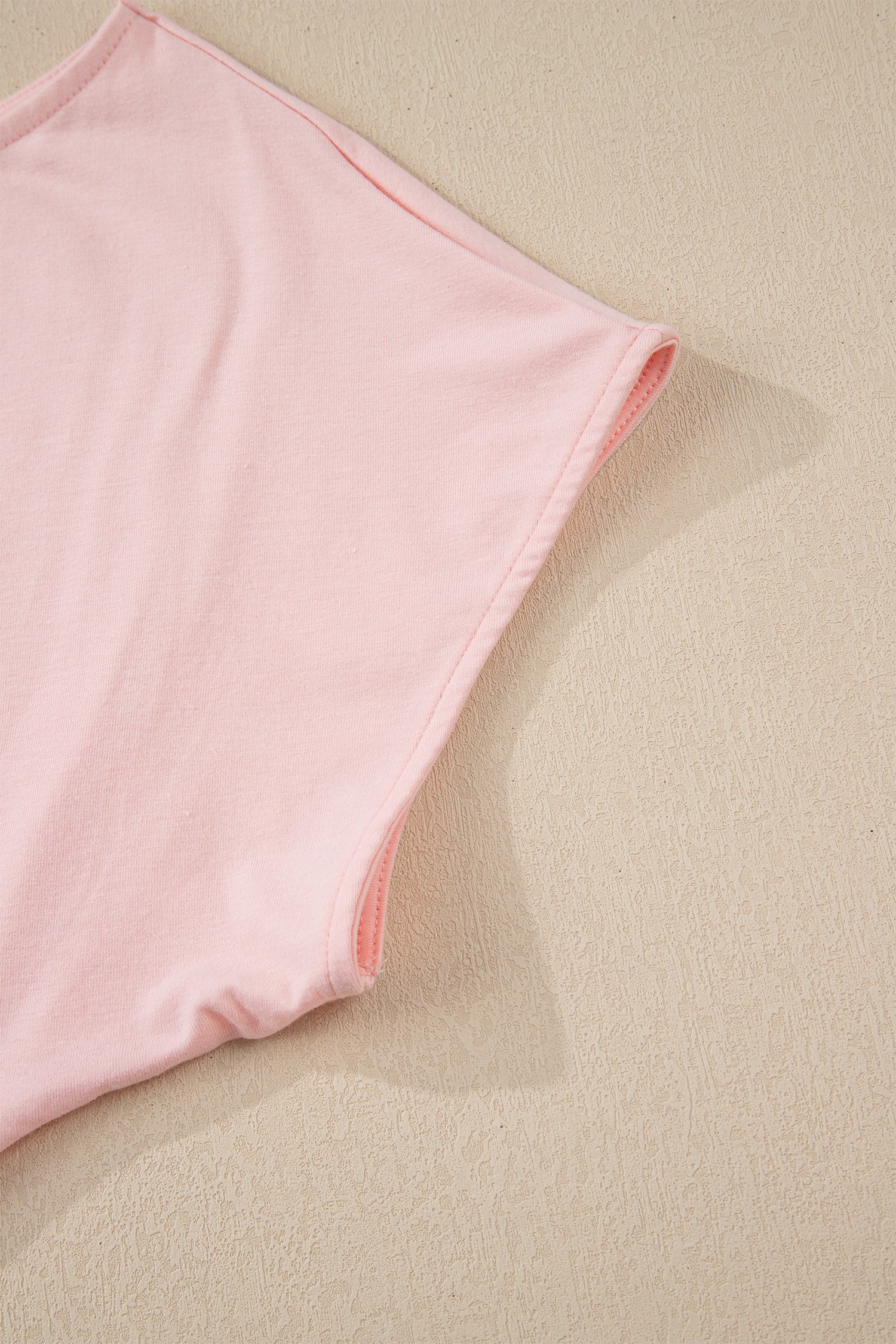 Gossamer Pink Plus Size Solid Color Asymmetric Neck Short Sleeve Blouse