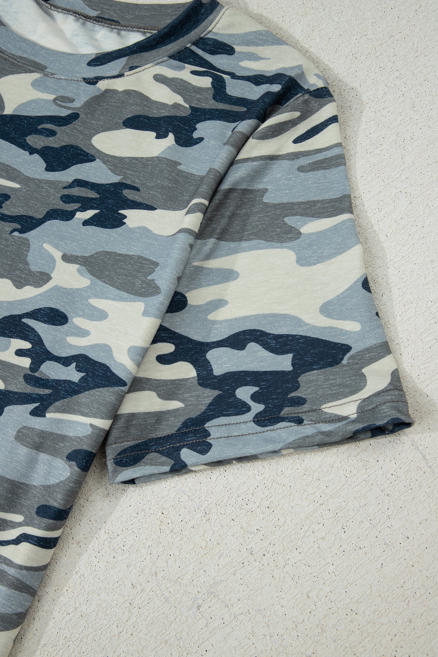 Green Camouflage Print Crew Neck T Shirt