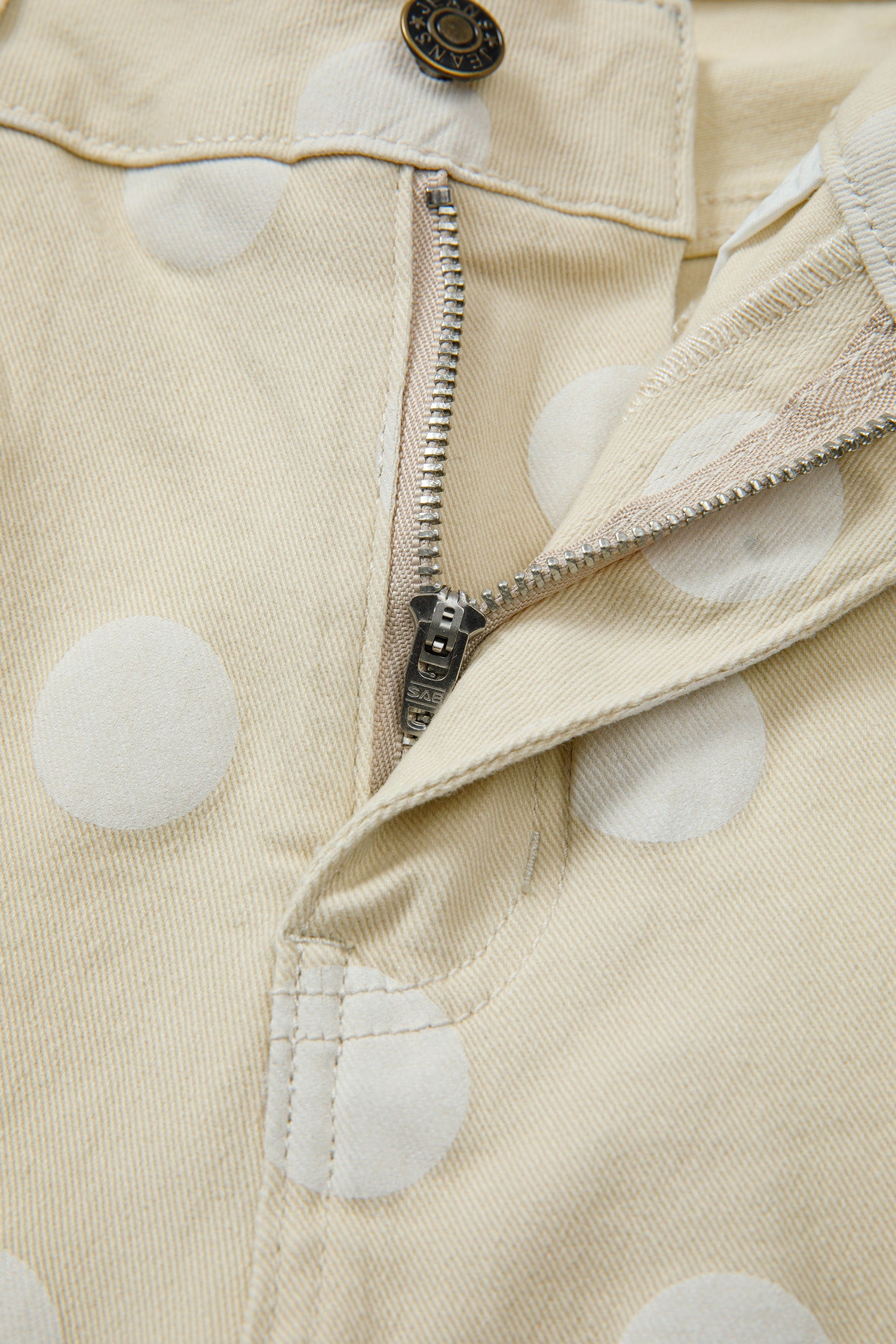 Khaki Polka Dot Print Raw Hem Shift Jeans