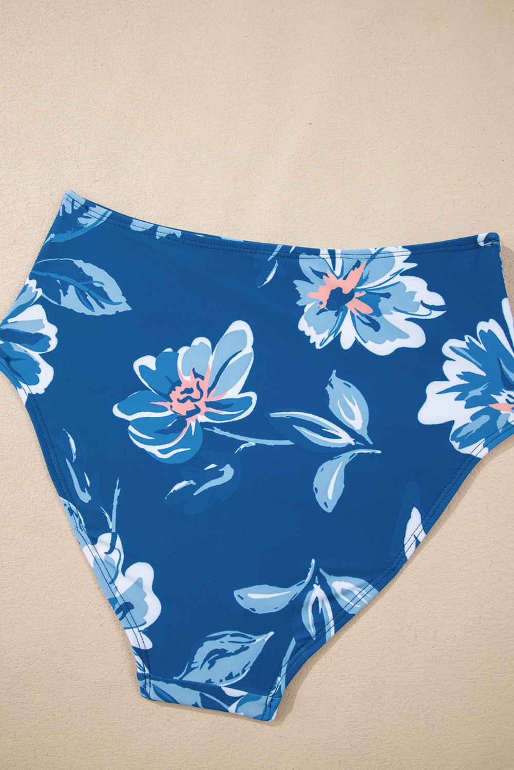 Prussian Blue Drawstring Tummy Control Mix-and-match 2pcs Tankini Swimsuit