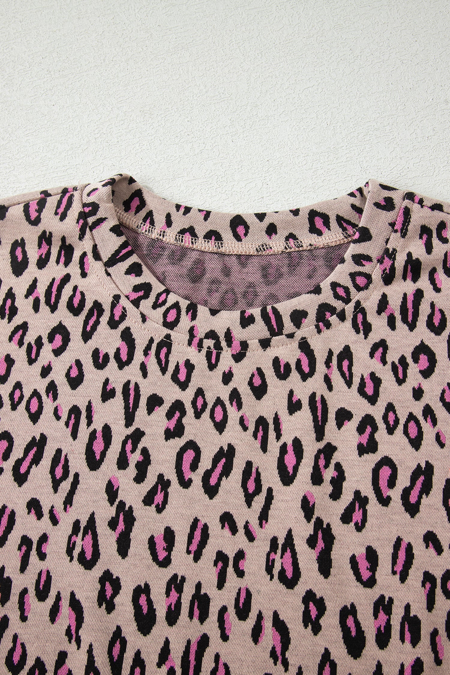 Pink Leopard Print Casual Tee and Pants 2pcs Outfit