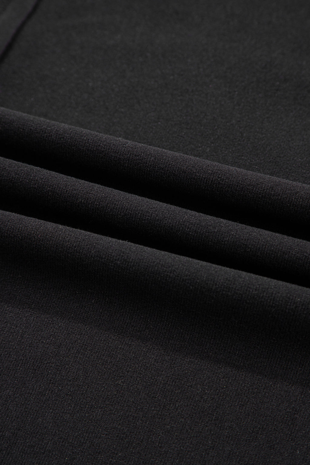 Black Solid Color Bow Textured Patchwork Long Sleeve Tee