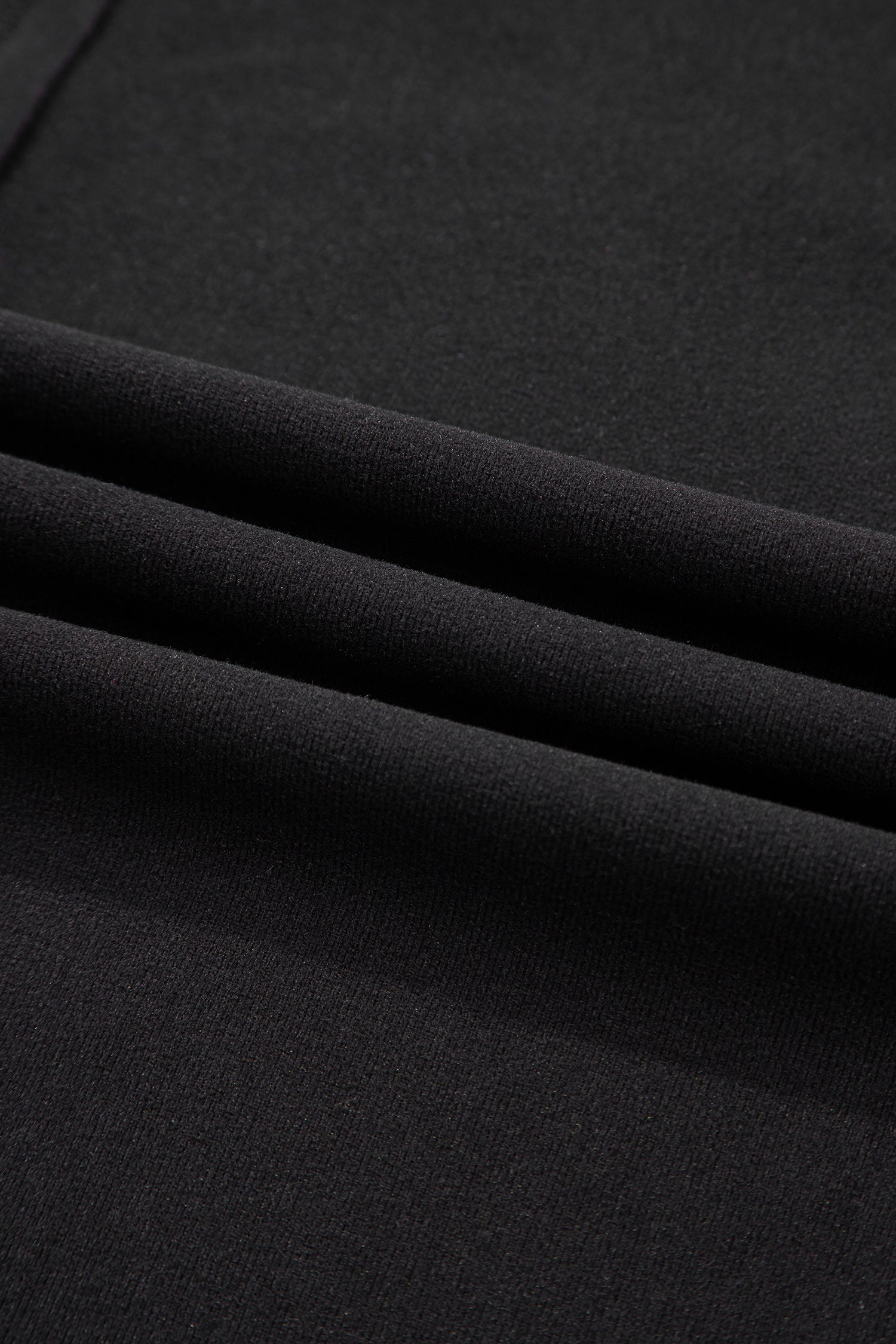 Black Solid Color Bow Textured Patchwork Long Sleeve Tee