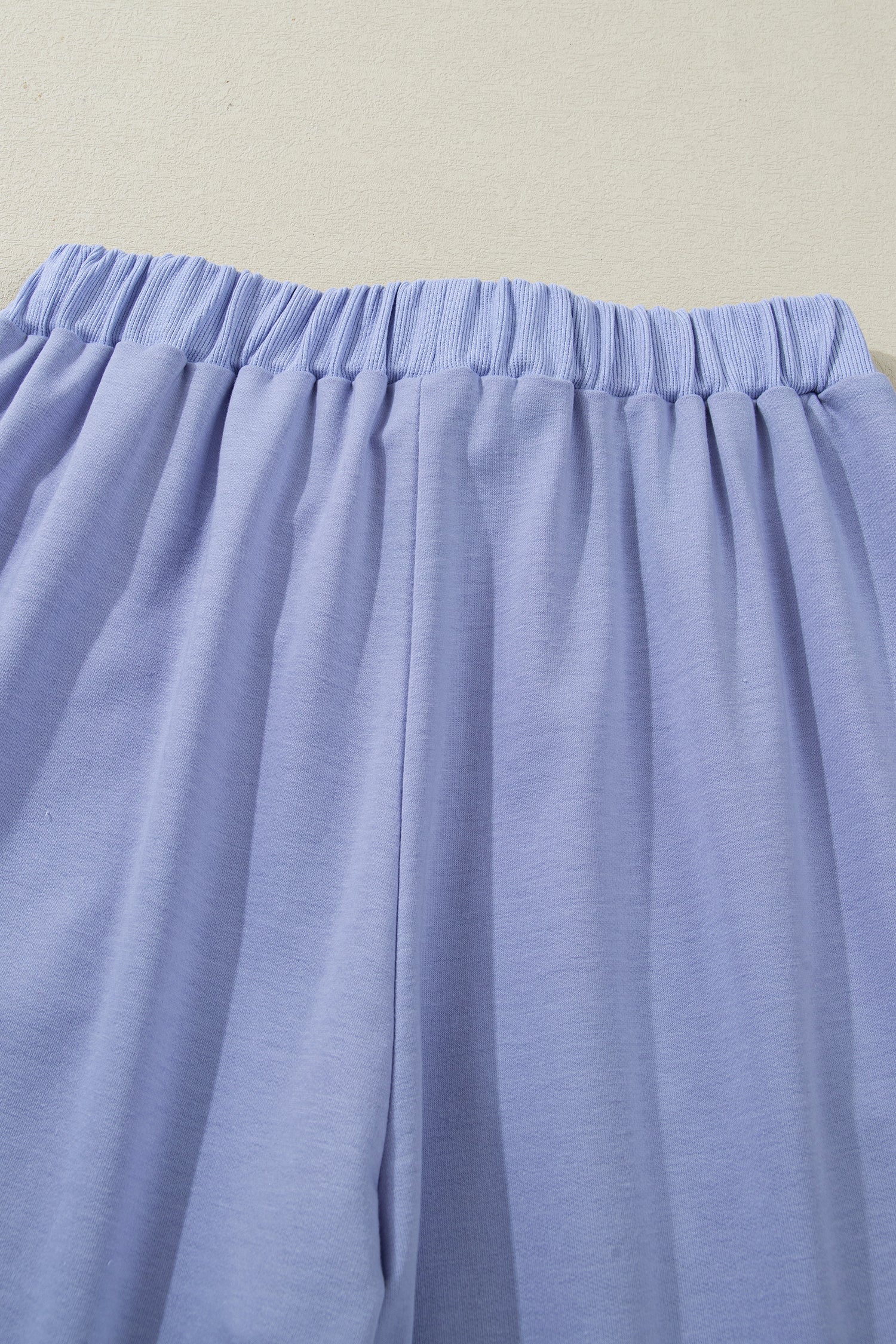 Beau Blue Flounce Long Sleeve Top Drawstring Pants Contrast Velvet Bow Knot 2pcs Lounge Set