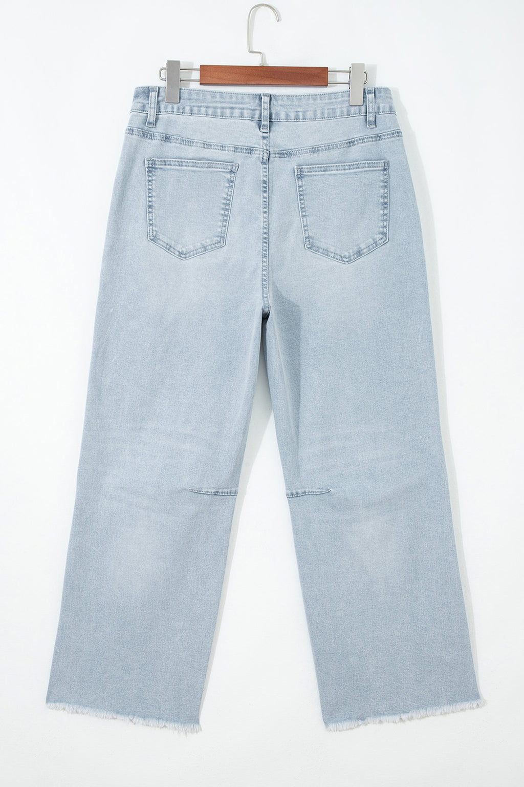 Beau Blue Frayed Cropped Barrel Jeans