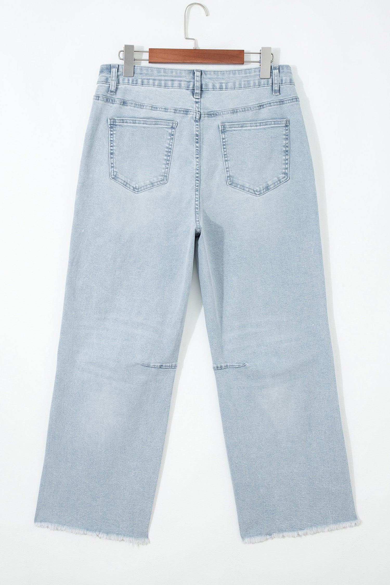 Beau Blue Frayed Cropped Barrel Jeans