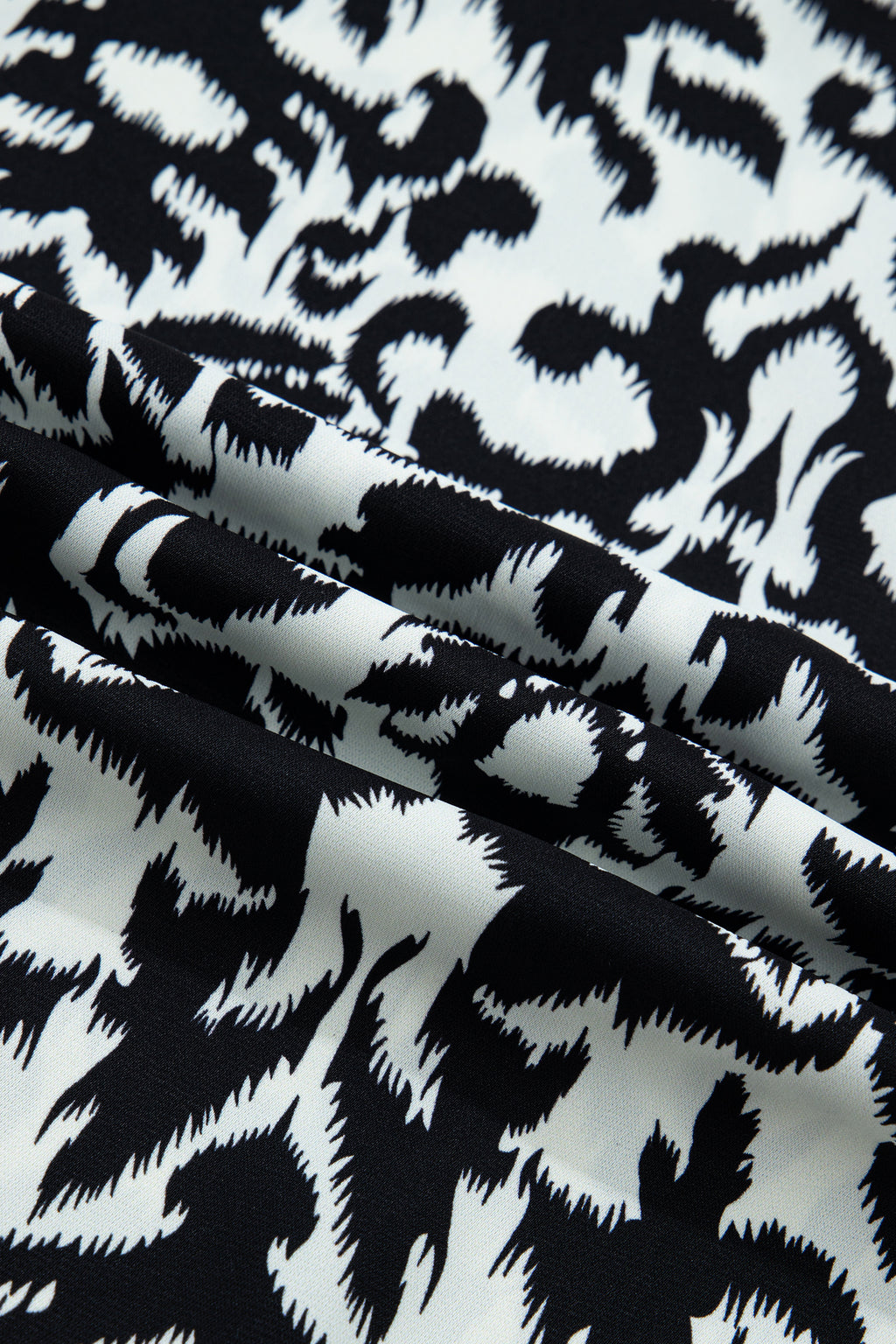 Black Damask Print Ruffled Color Block Detail Half Sleeve Blouse