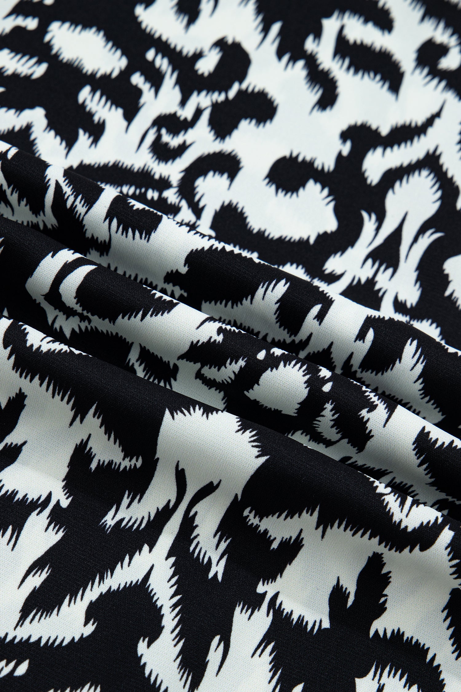 Black Damask Print Ruffled Color Block Detail Half Sleeve Blouse