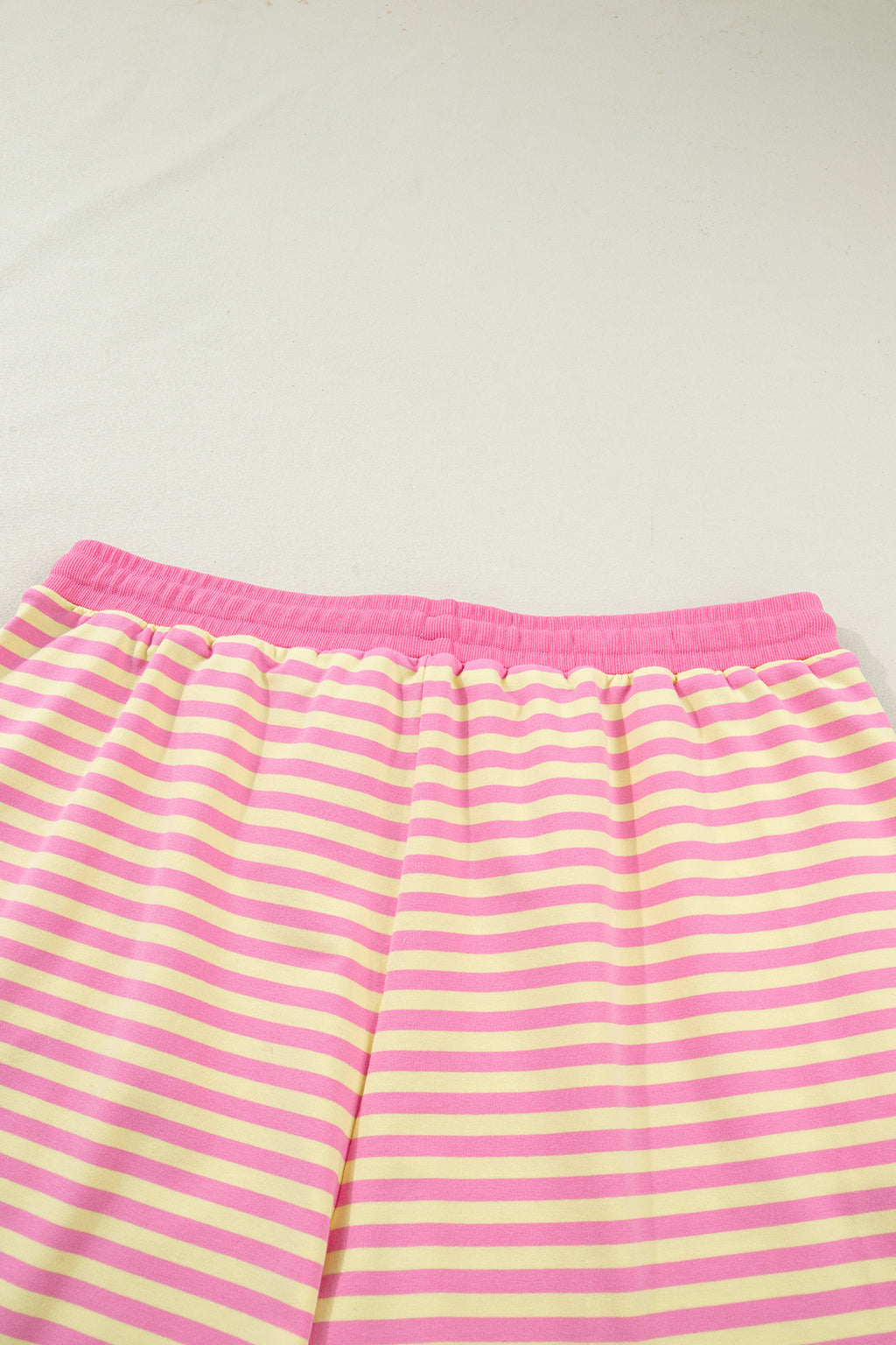 Rose Stripe Boxy Tee Drawstring Elastic Waist Plus Size Short Set