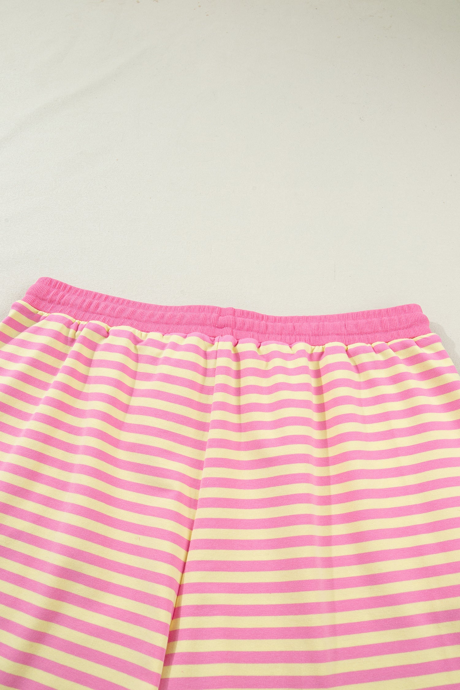 Rose Stripe Boxy Tee Drawstring Elastic Waist Plus Size Short Set