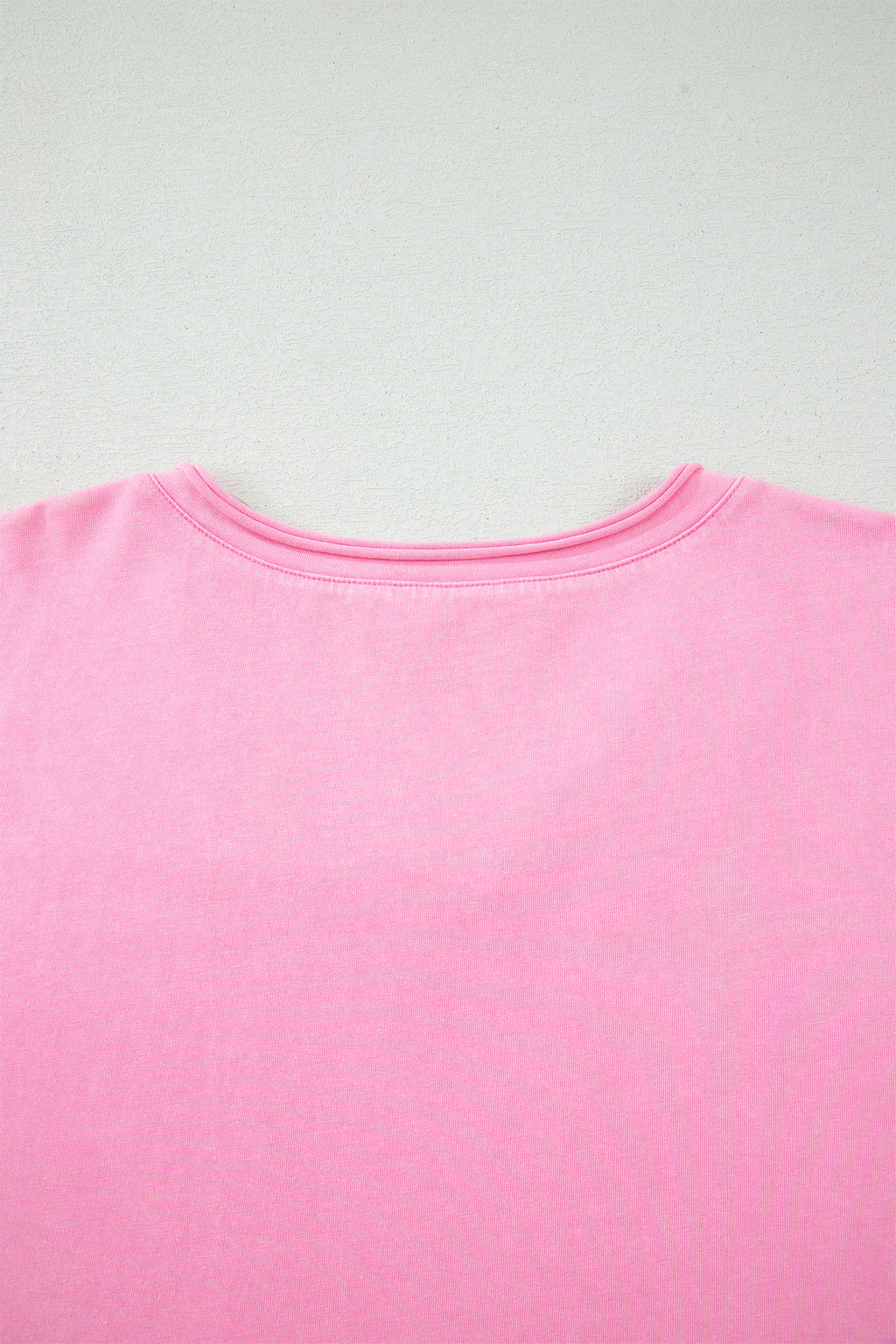 Sachet Pink Plus Size Mineral Wash Raw Edge Round Neck Tee