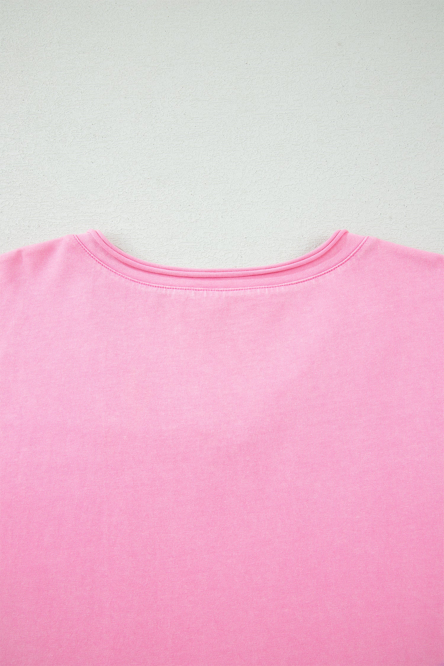Sachet Pink Plus Size Mineral Wash Raw Edge Round Neck Tee