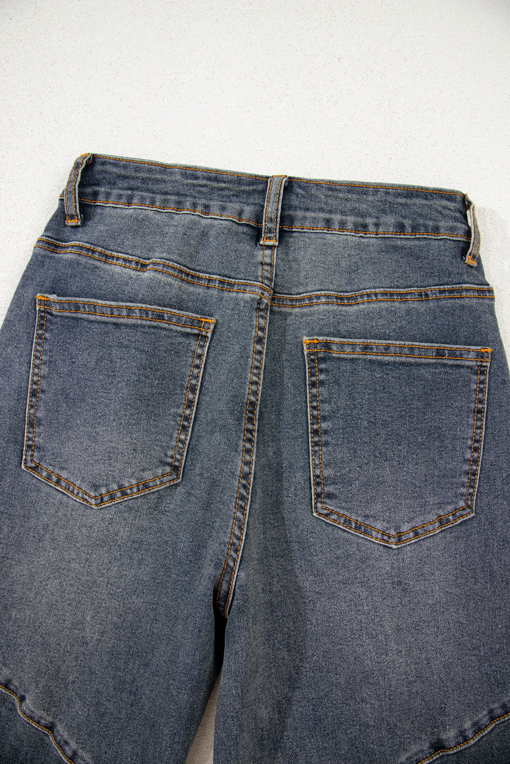 Sail Blue Exposed Stitching Loose Straight High Waist Barrel Jeans