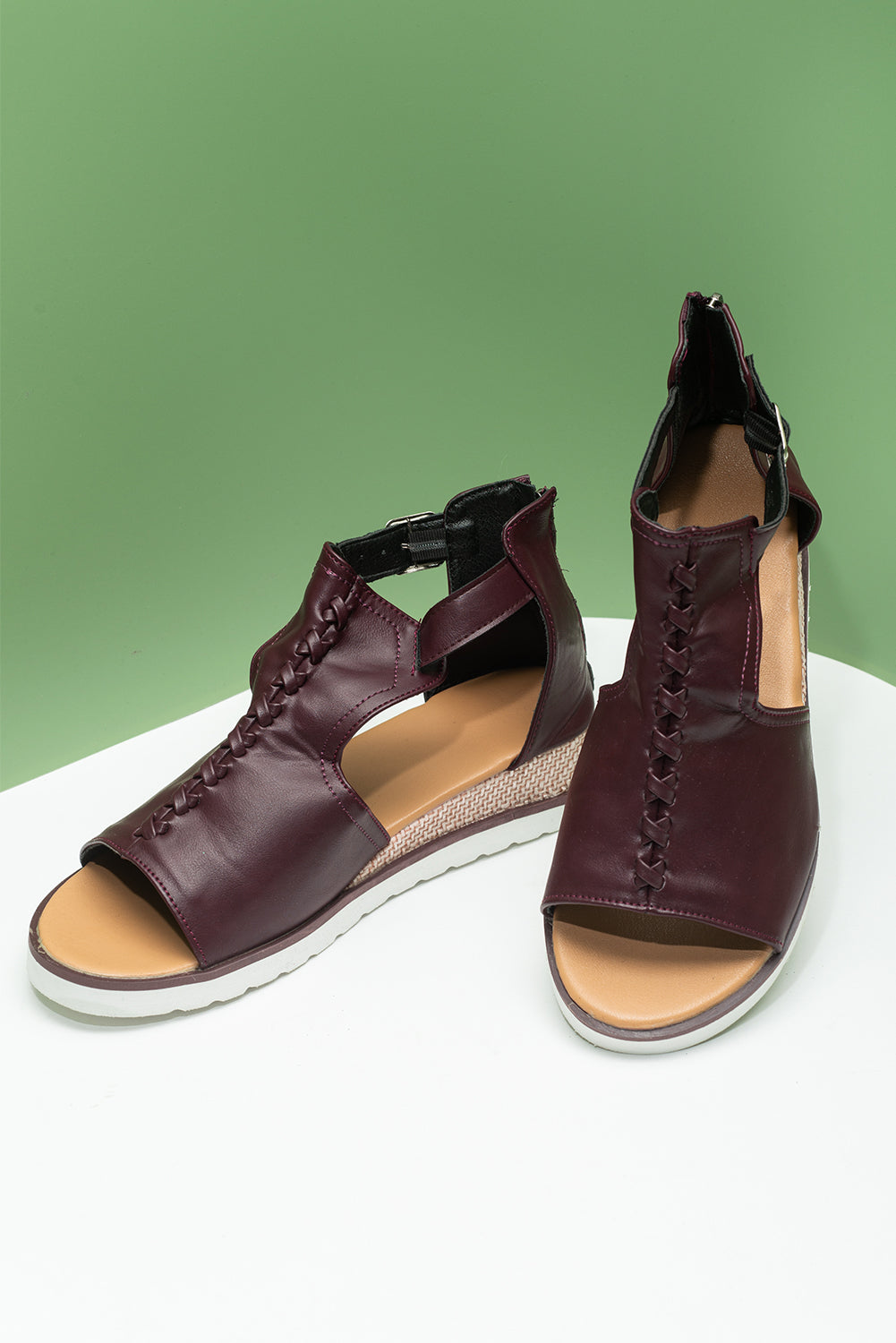 Casual PU Cutout Buckle Strap Platform Sandals