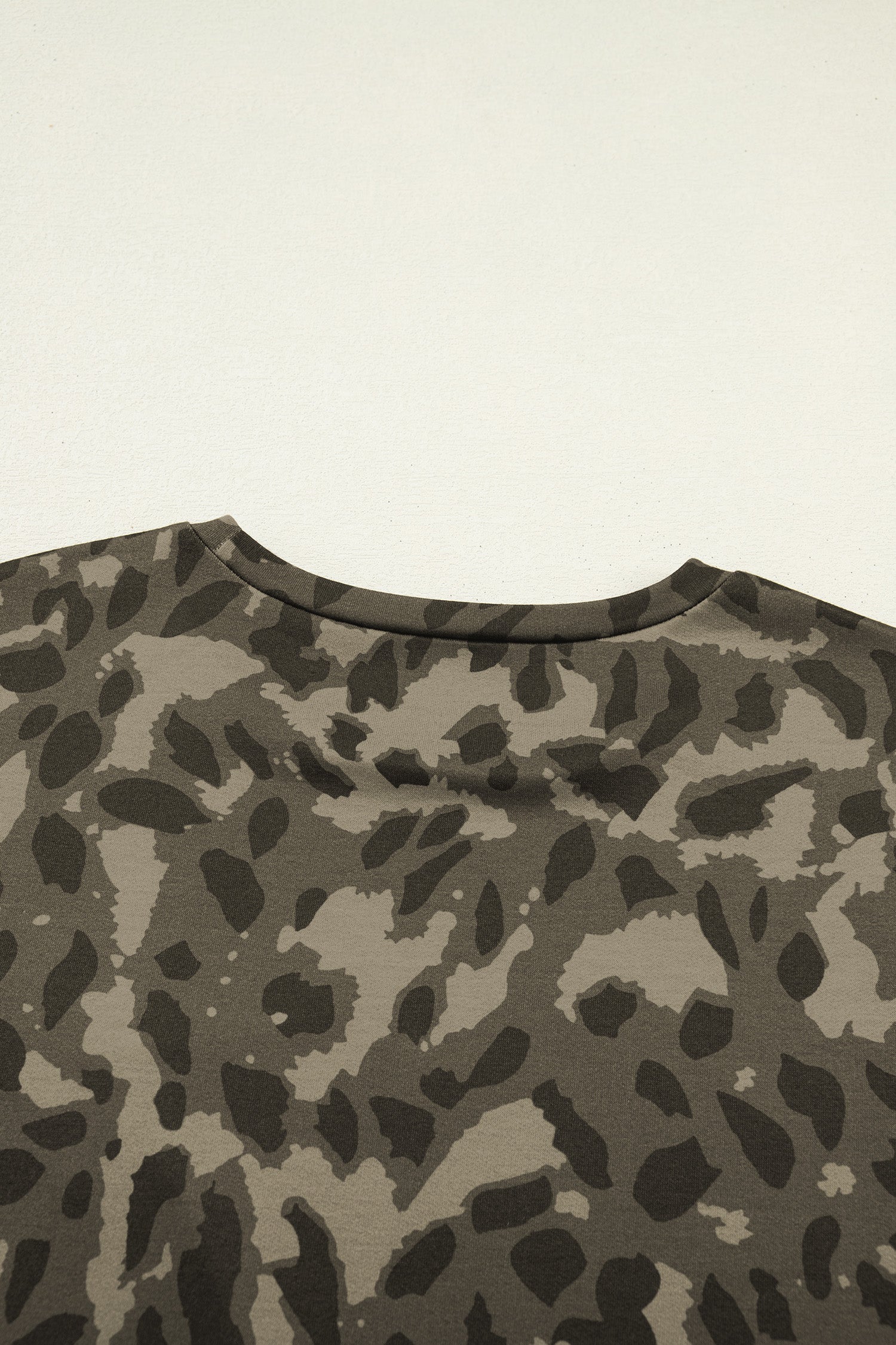 Brown Leopard Print Crew Neck Short Set