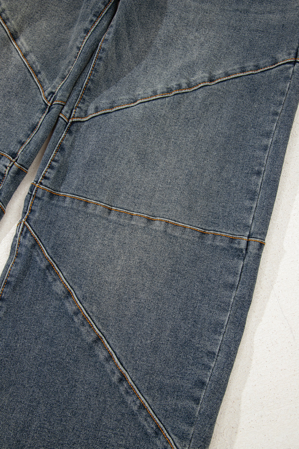Sail Blue Exposed Stitching Loose Straight High Waist Barrel Jeans