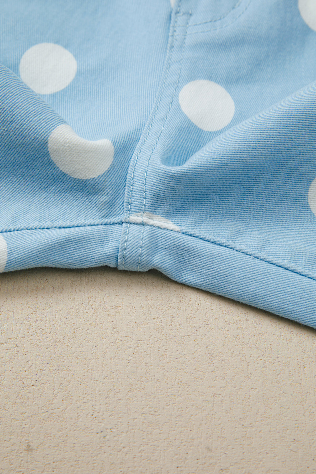 Sky Blue Polka Dot Print Raw Hem Shift Jeans