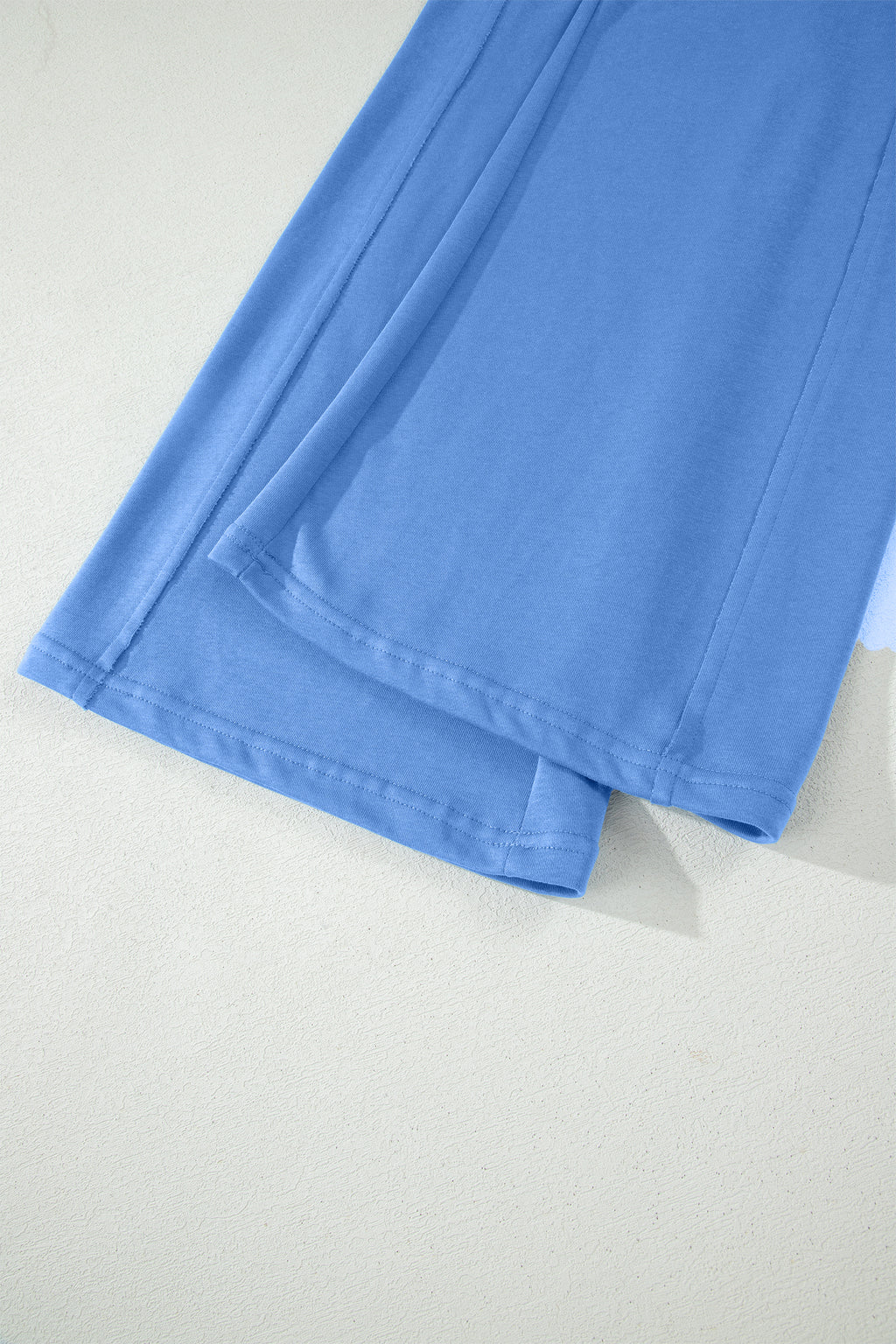Sky Blue Solid Cover Oversize Tee Pocketed Casual Pants 2pcs Outfit