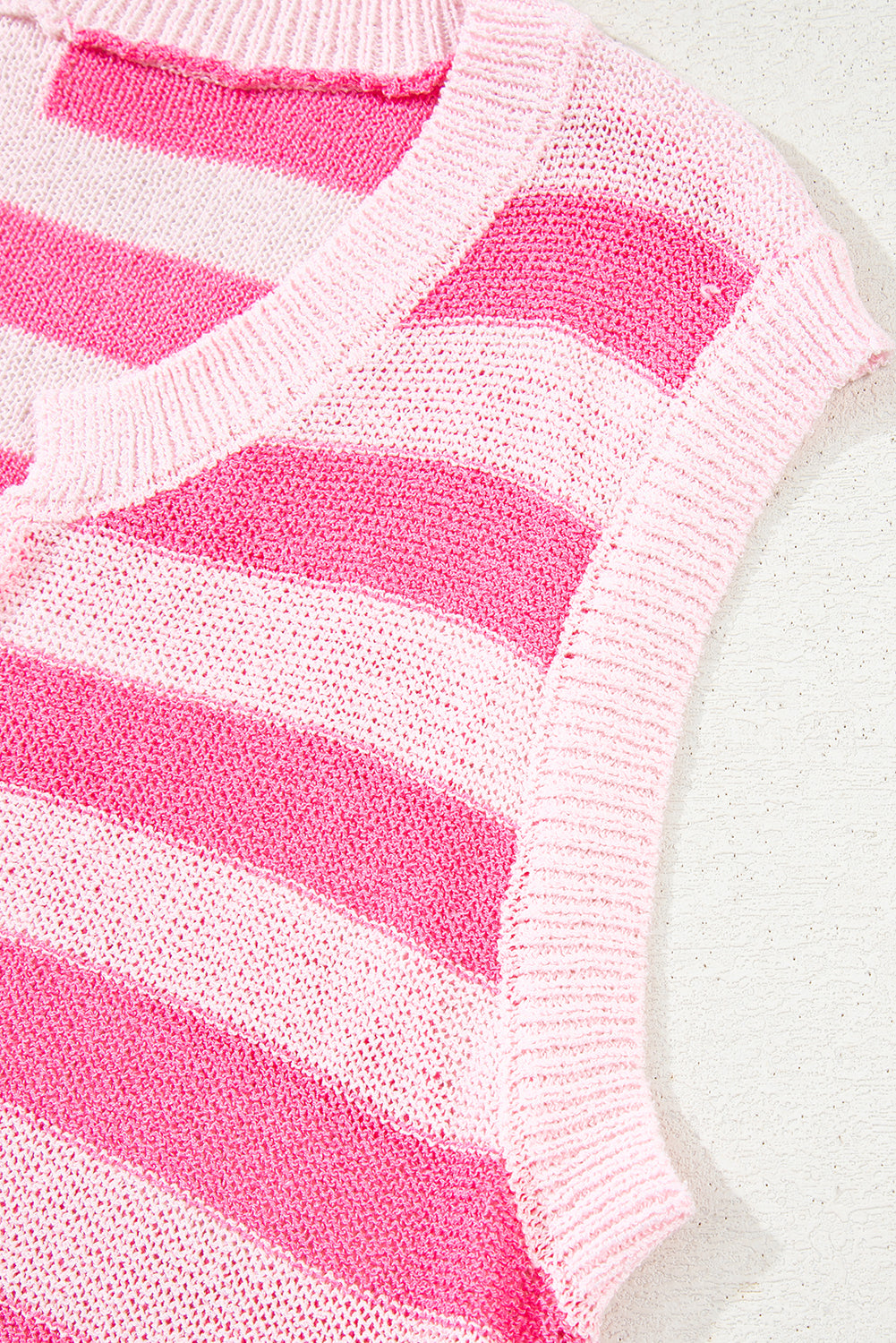 Pink Stripe USA Flag Notched Neckline Loose Sweater Vest