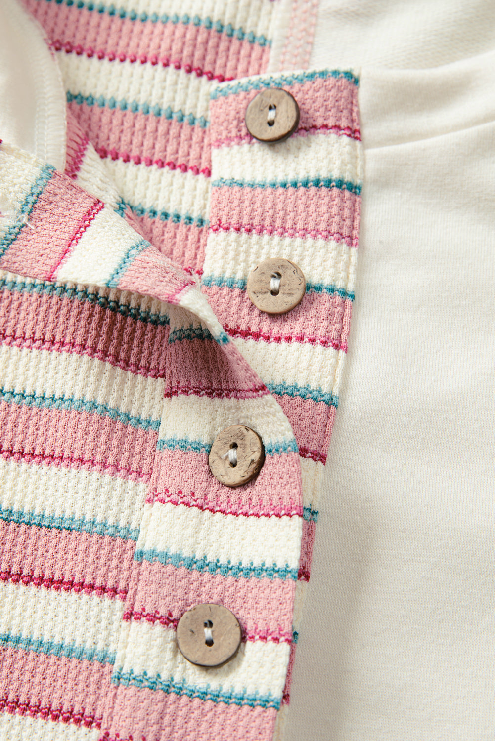 Pink Stripe Stitched Detail Color Block Patchwork Oversized Pullover Top
