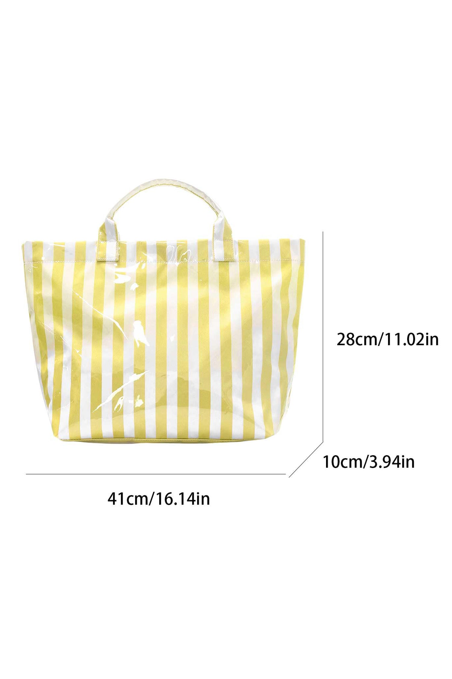 Yellow Cream Glossy Striped Vinyl Large Tote Bag (Color Varied)