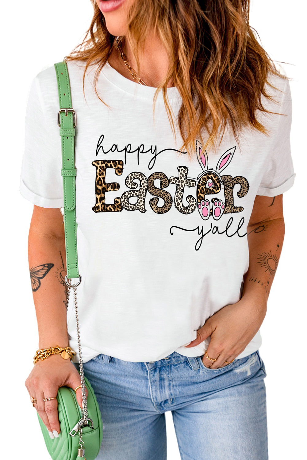 White Happy Easter yall Graphic Tee