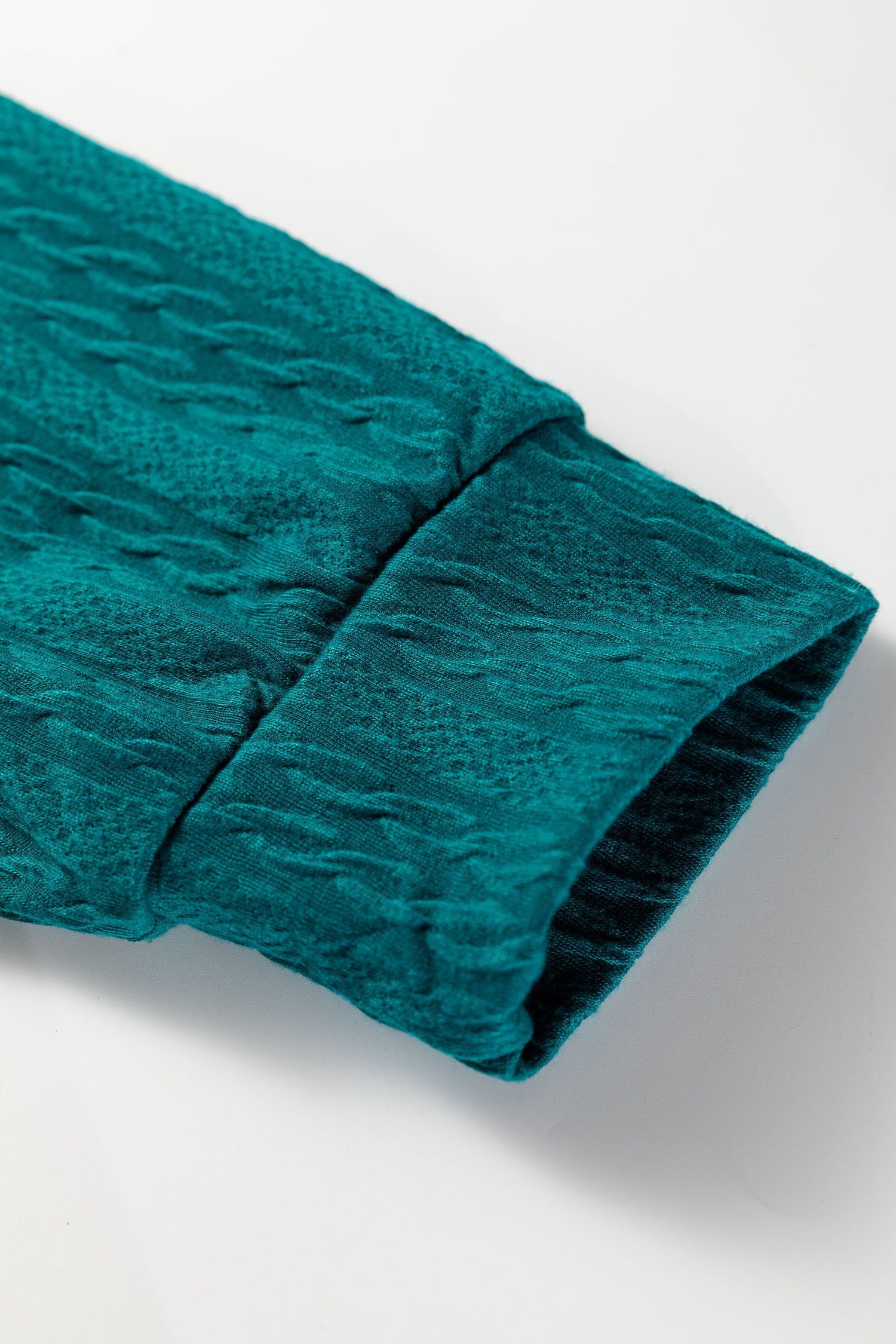 Sea Green Textured Round Neck Sweatshirt & Loose Drawstring High Waist Pant Set