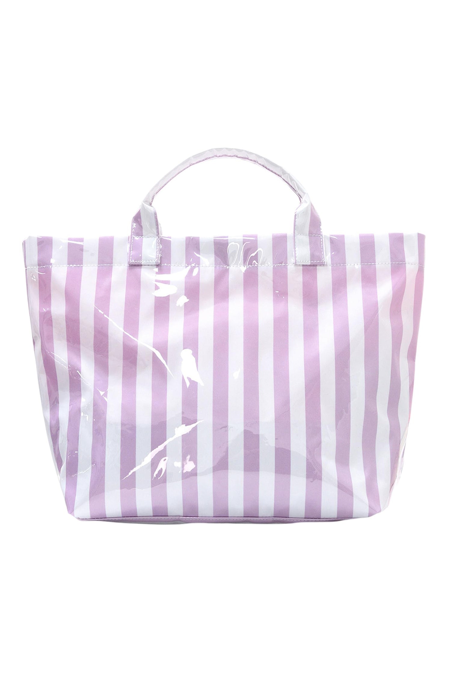 Wisteria Glossy Striped Vinyl Large Tote Bag (Color Varied)