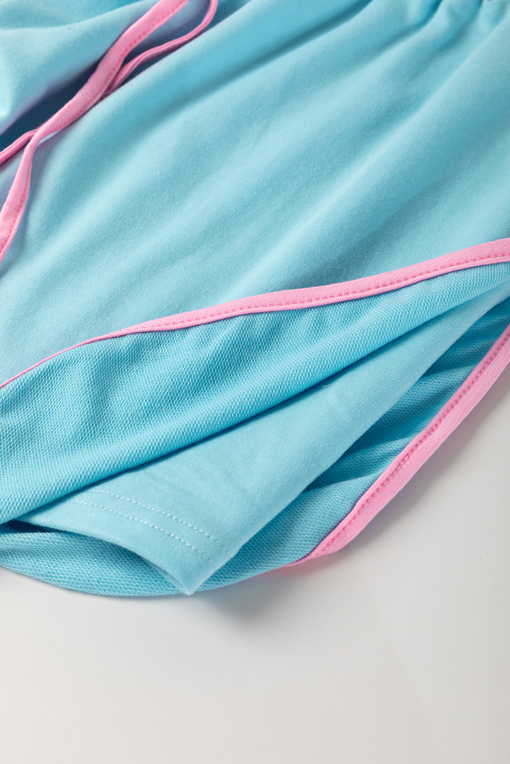 Turquoise Plus Size Contrast Trim T Shirt and Skirt Two Piece Set