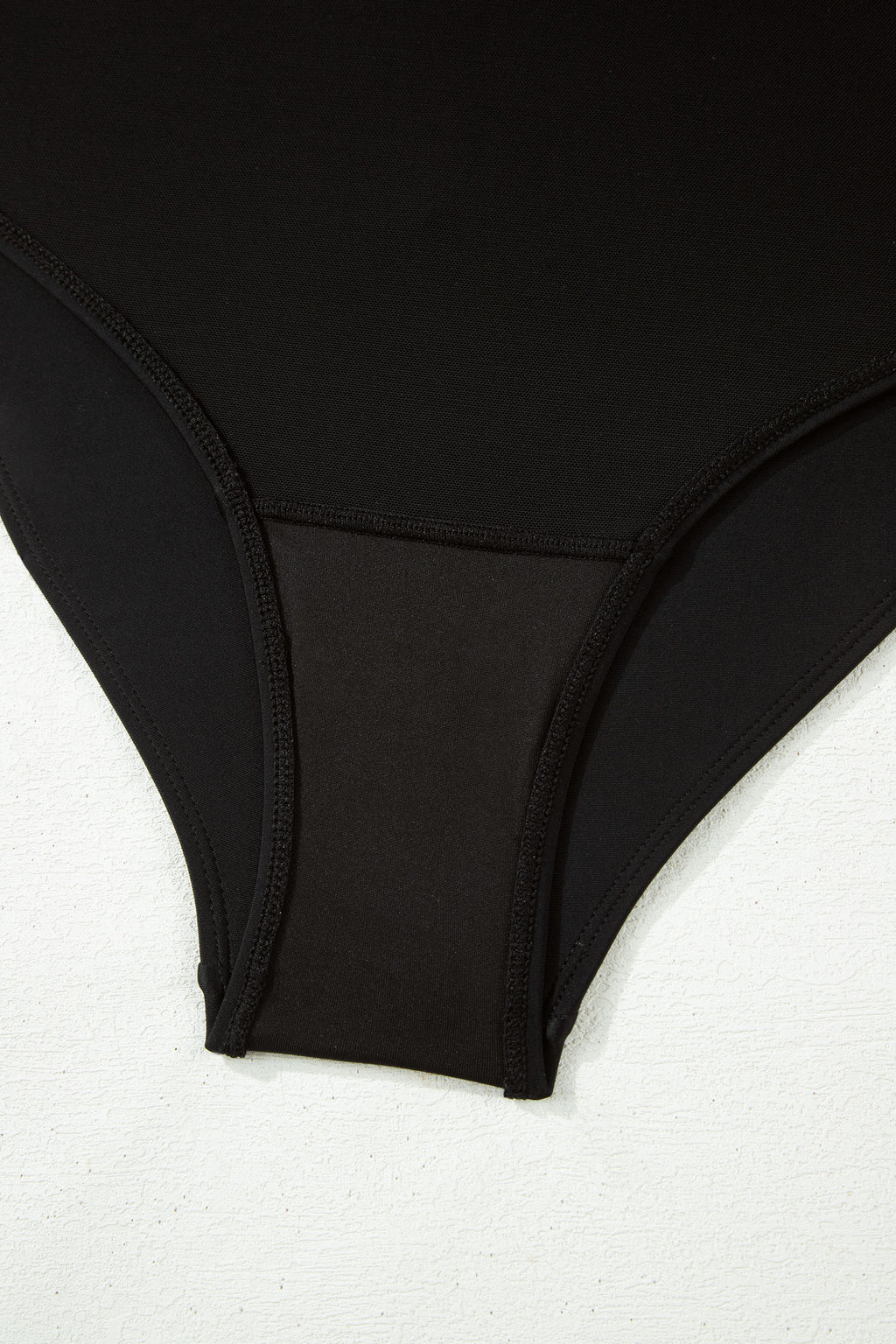 Black Contrast Trim Lace-up Back One Piece Swimsuit