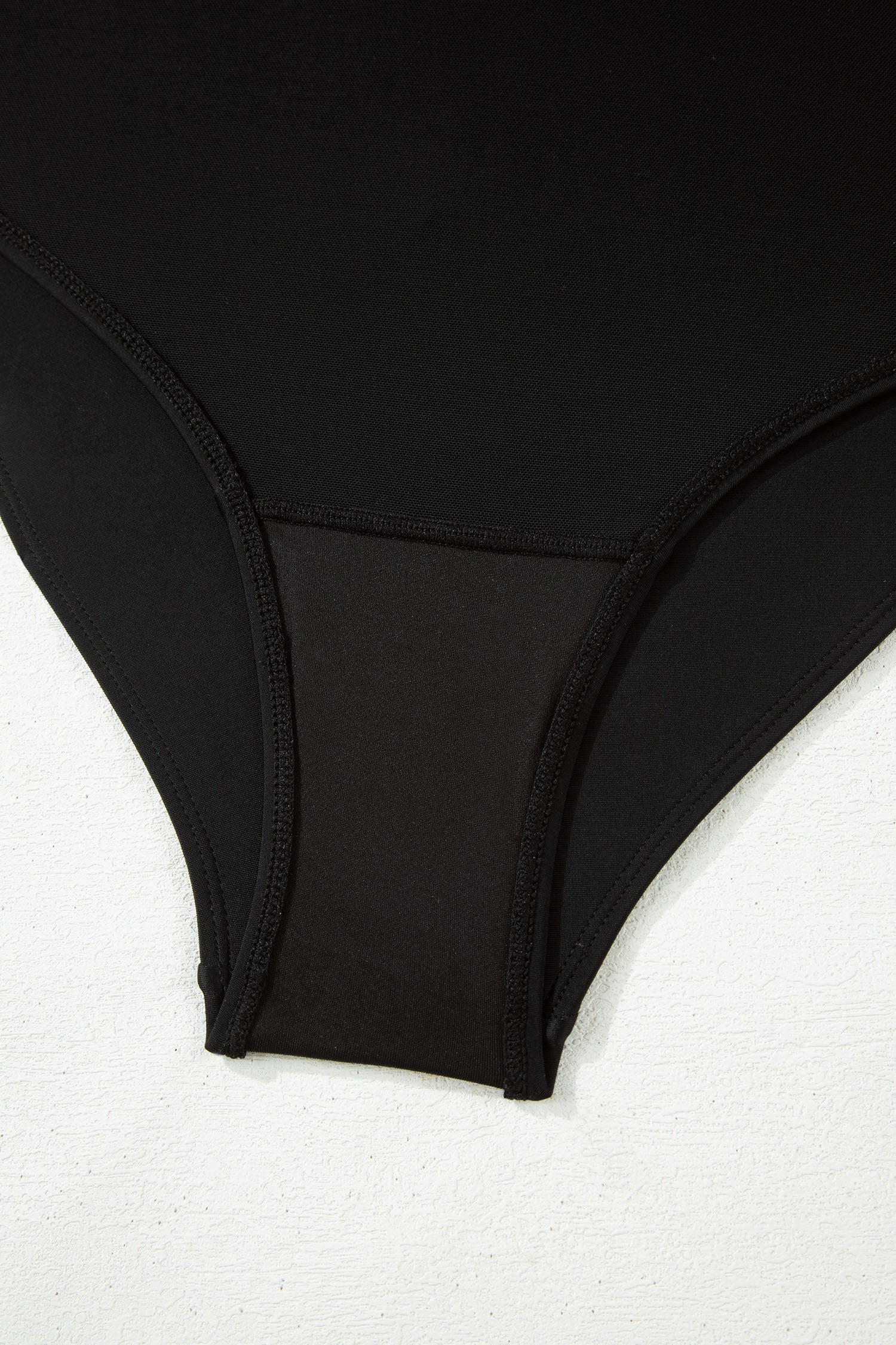 Black Contrast Trim Lace-up Back One Piece Swimsuit